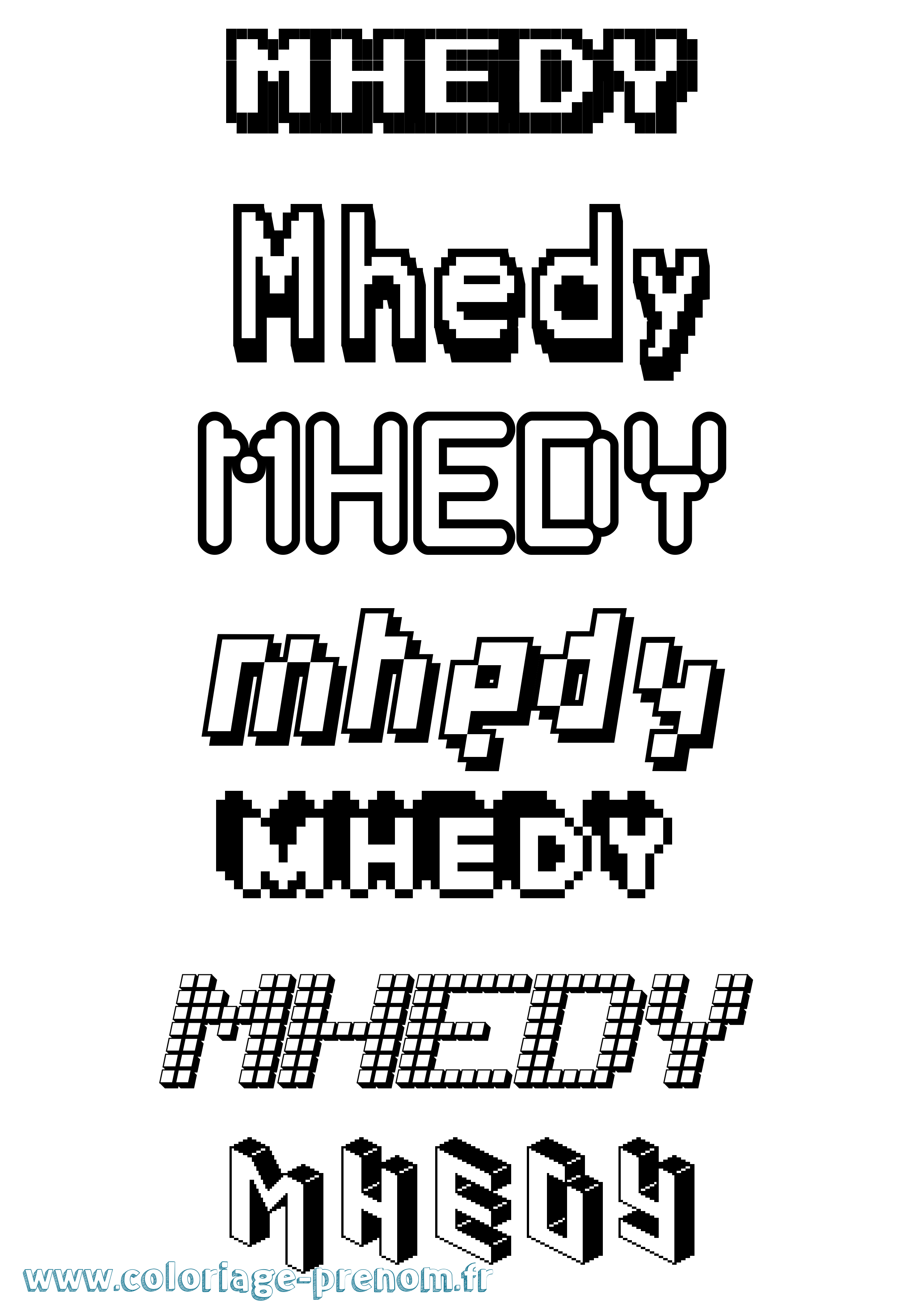 Coloriage Mhedy Pixel Coloriage prénom Mhedy Pixel