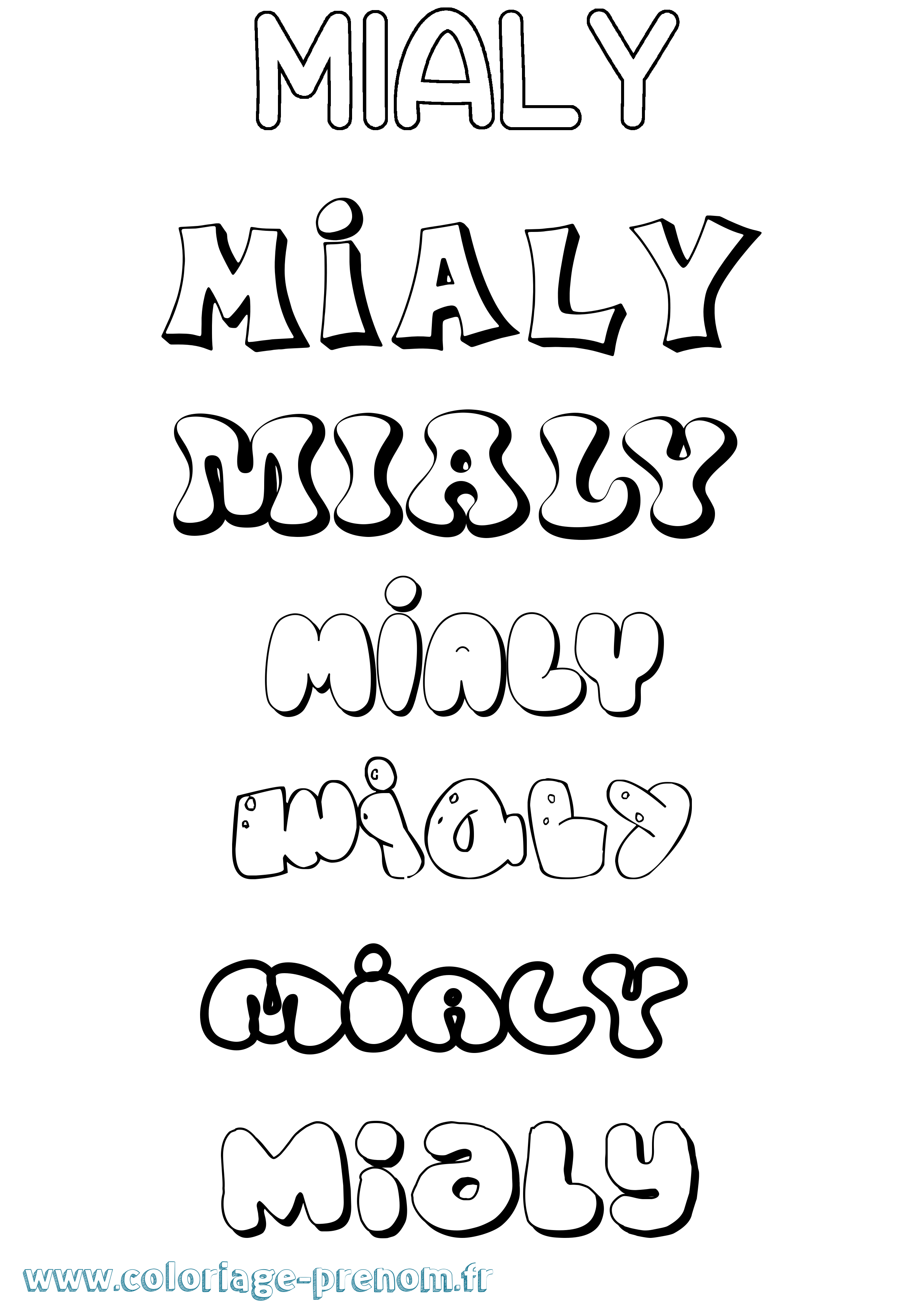 Coloriage Mialy Bubble Coloriage prénom Mialy Bubble