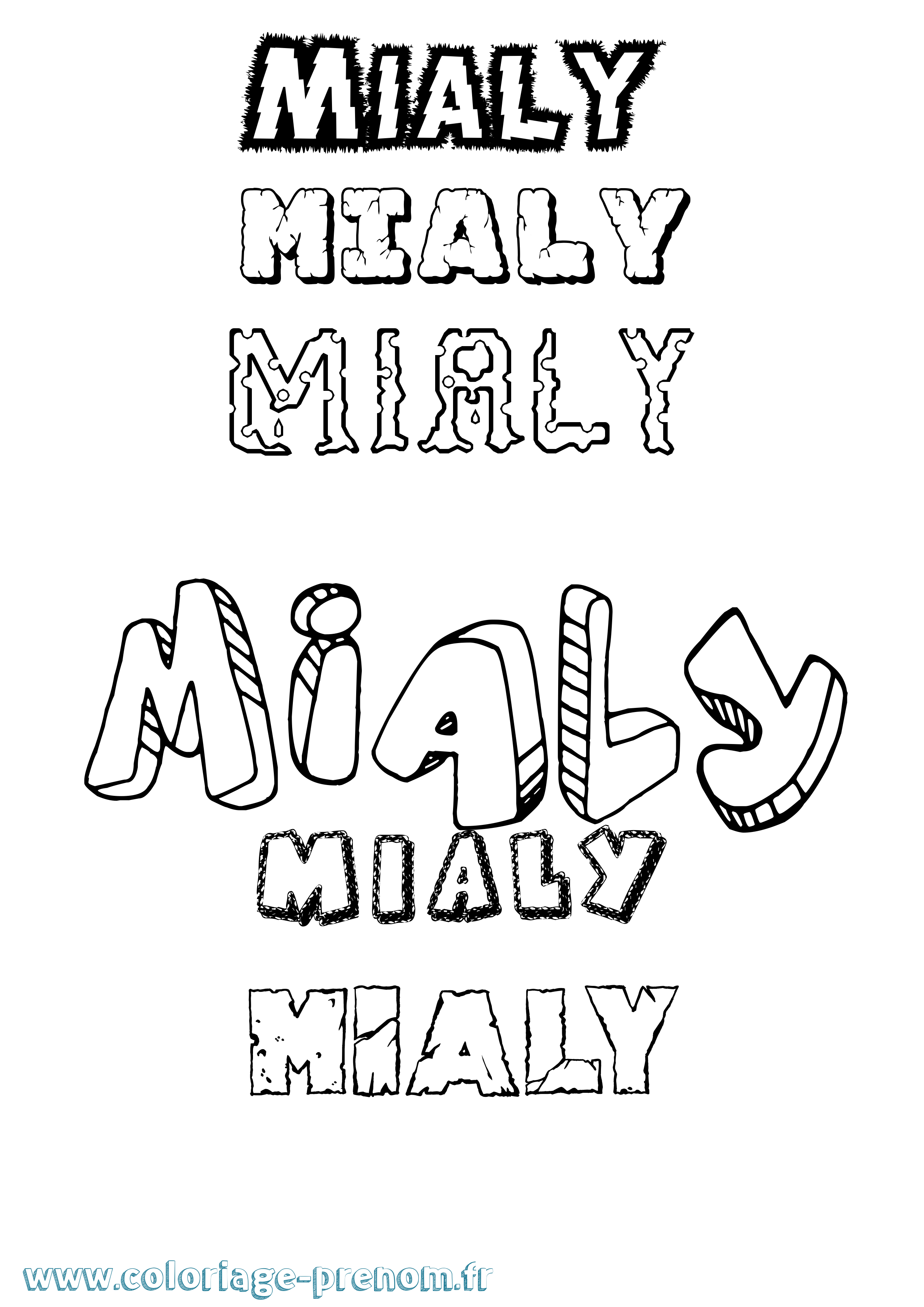 Coloriage Mialy Destructuré Coloriage prénom Mialy Destructuré