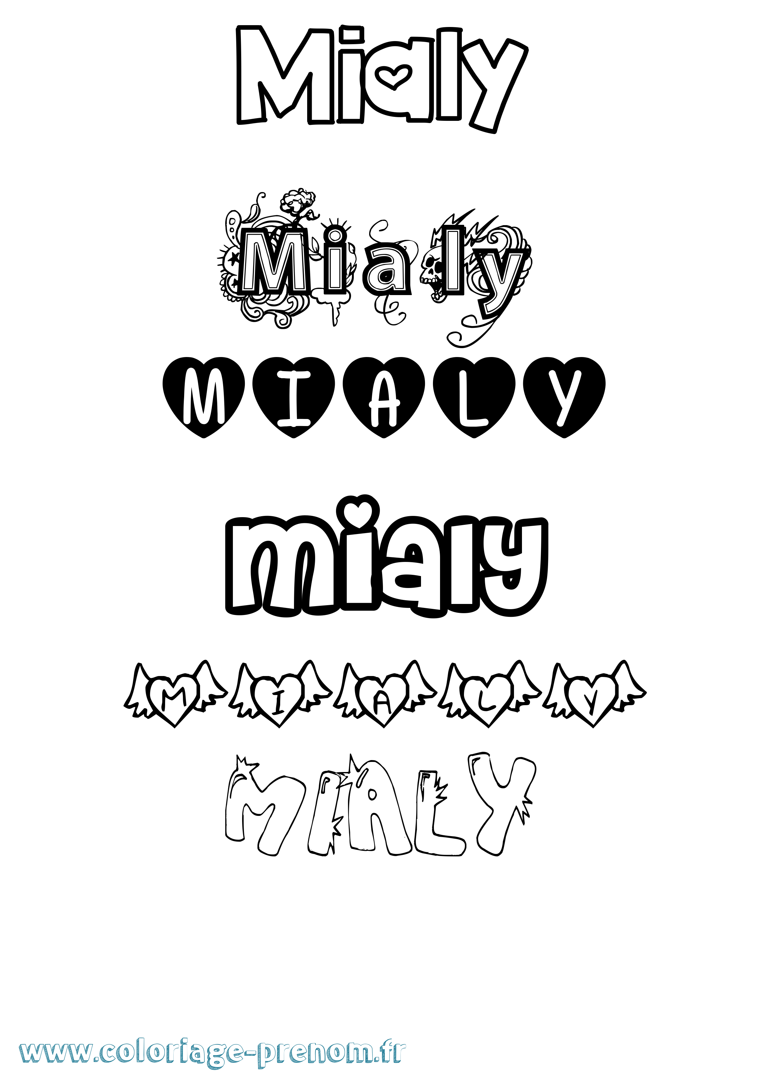 Coloriage Mialy Girly Coloriage prénom Mialy Girly