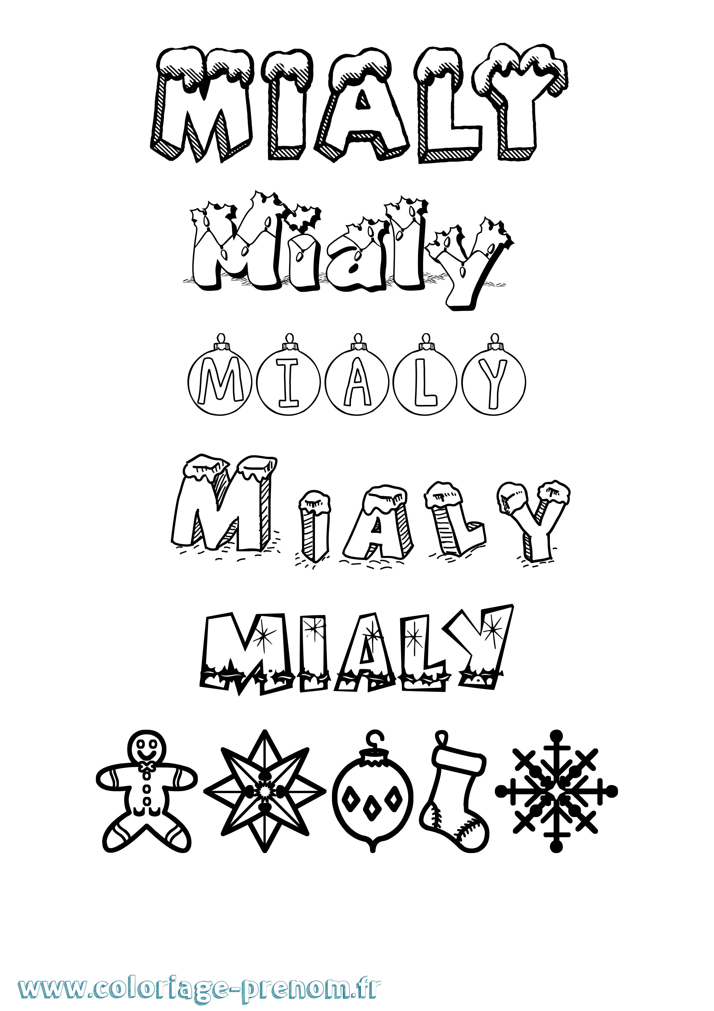 Coloriage Mialy Noël Coloriage prénom Mialy Noël