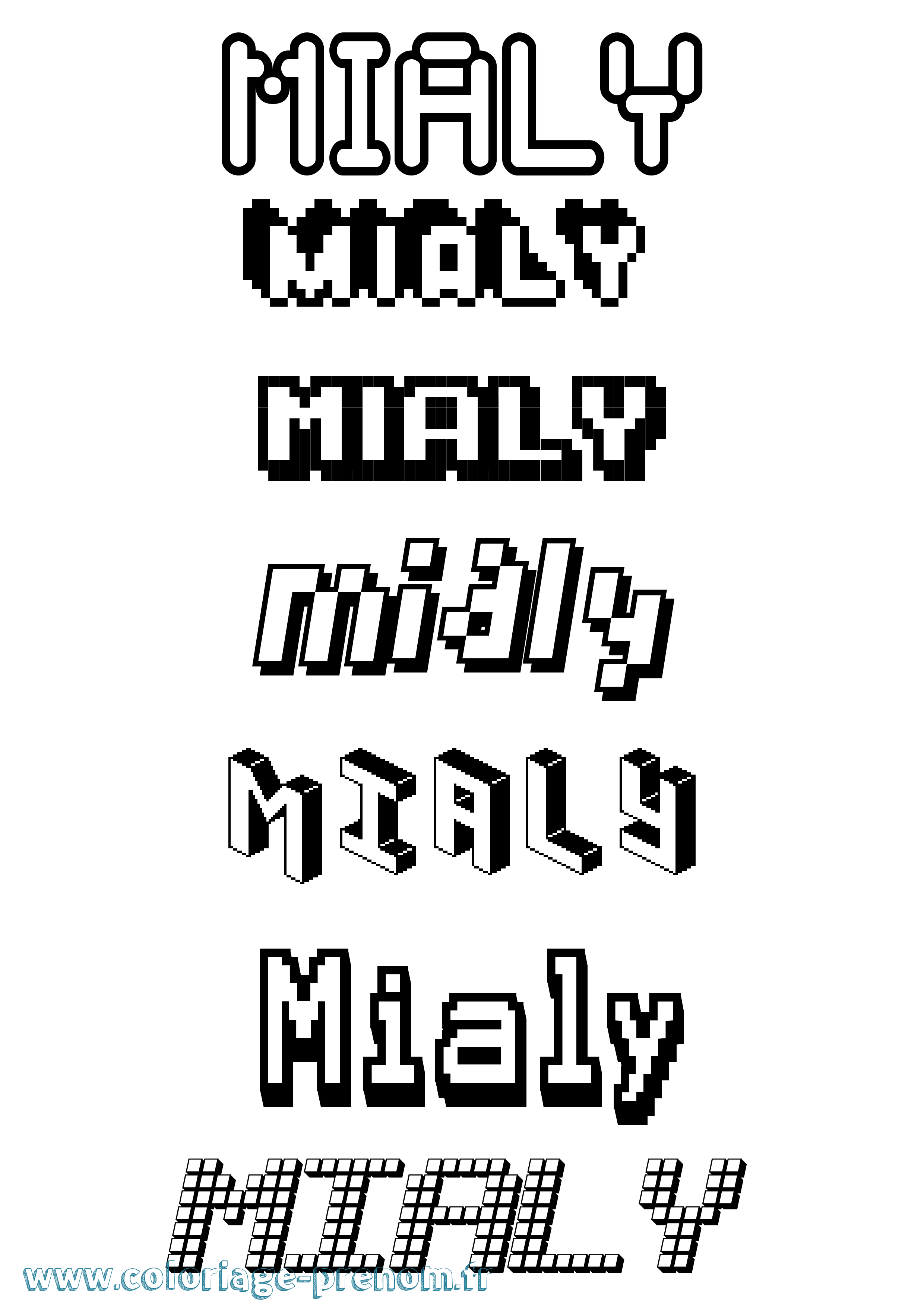 Coloriage Mialy Pixel Coloriage prénom Mialy Pixel