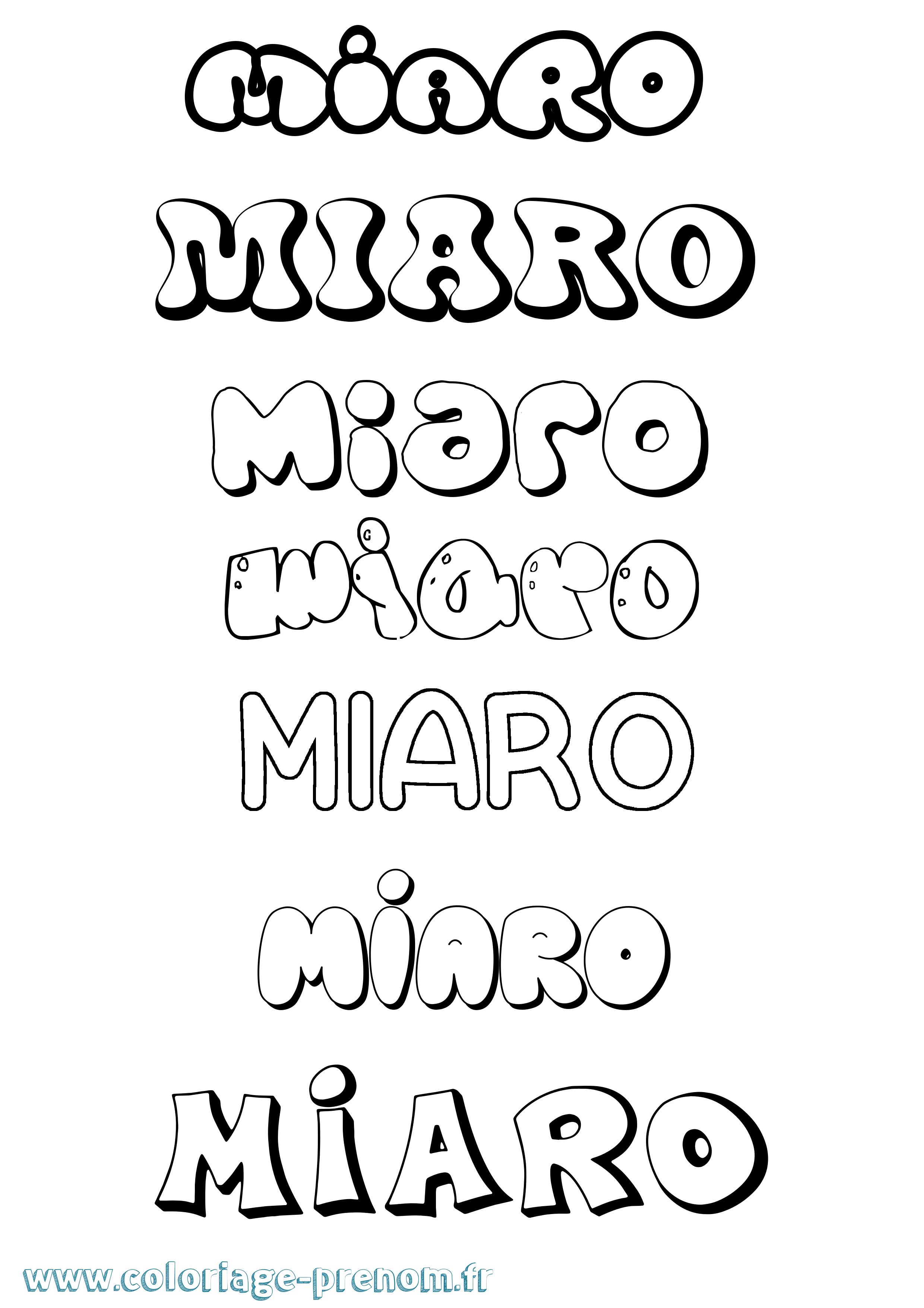 Coloriage Miaro Bubble Coloriage prénom Miaro Bubble