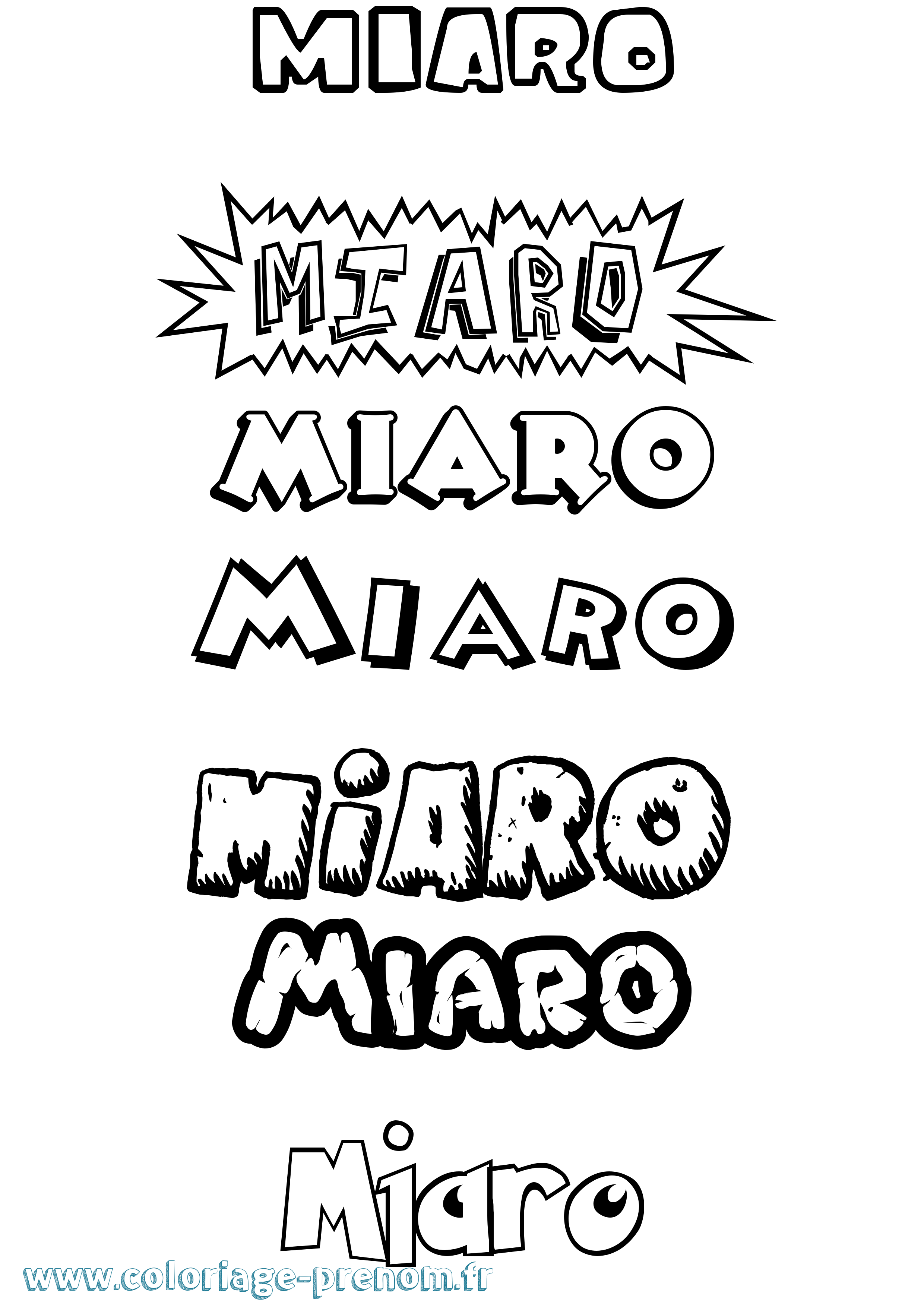 Coloriage Miaro Dessin Animé Coloriage prénom Miaro Dessin Animé