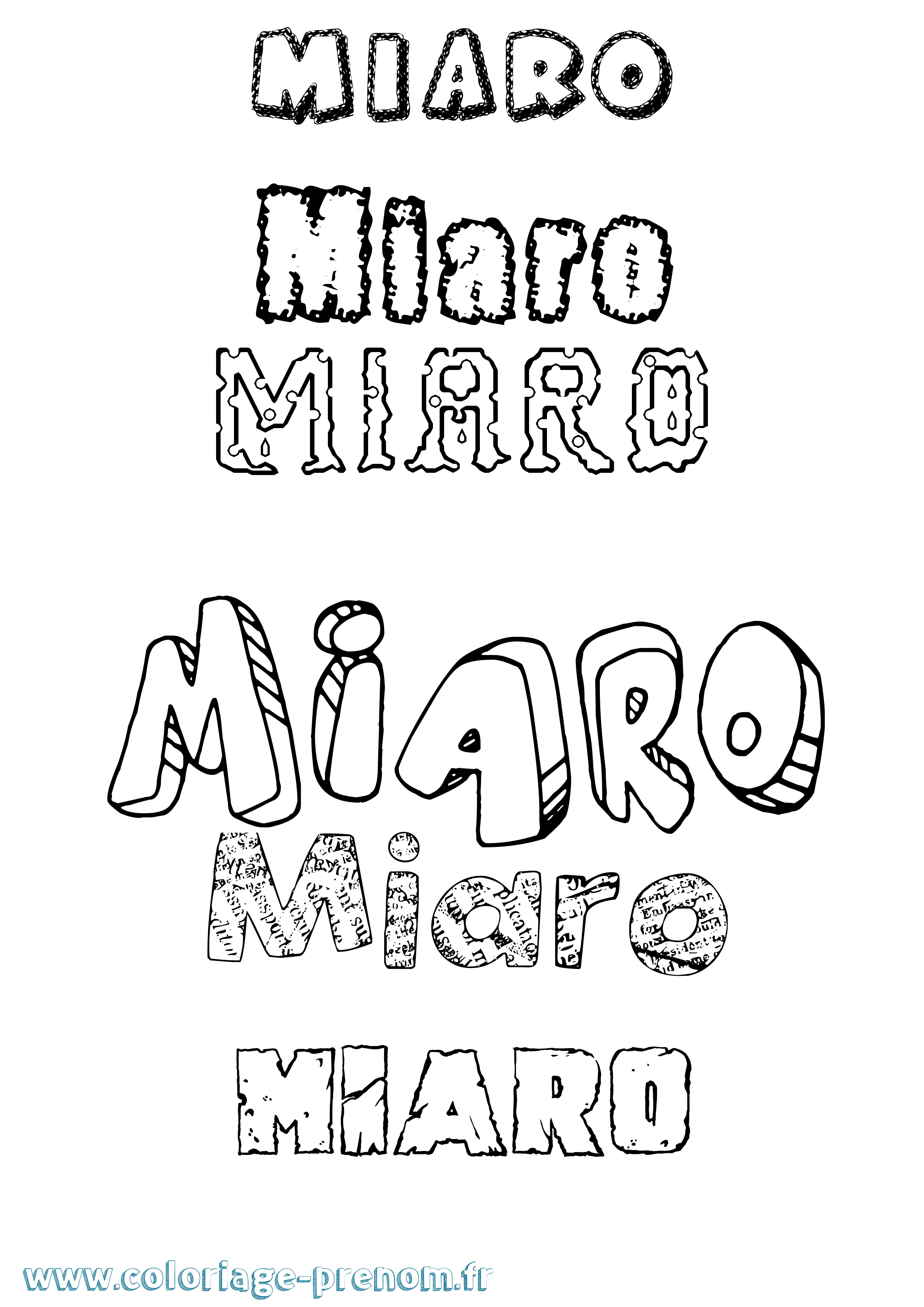 Coloriage Miaro Destructuré Coloriage prénom Miaro Destructuré
