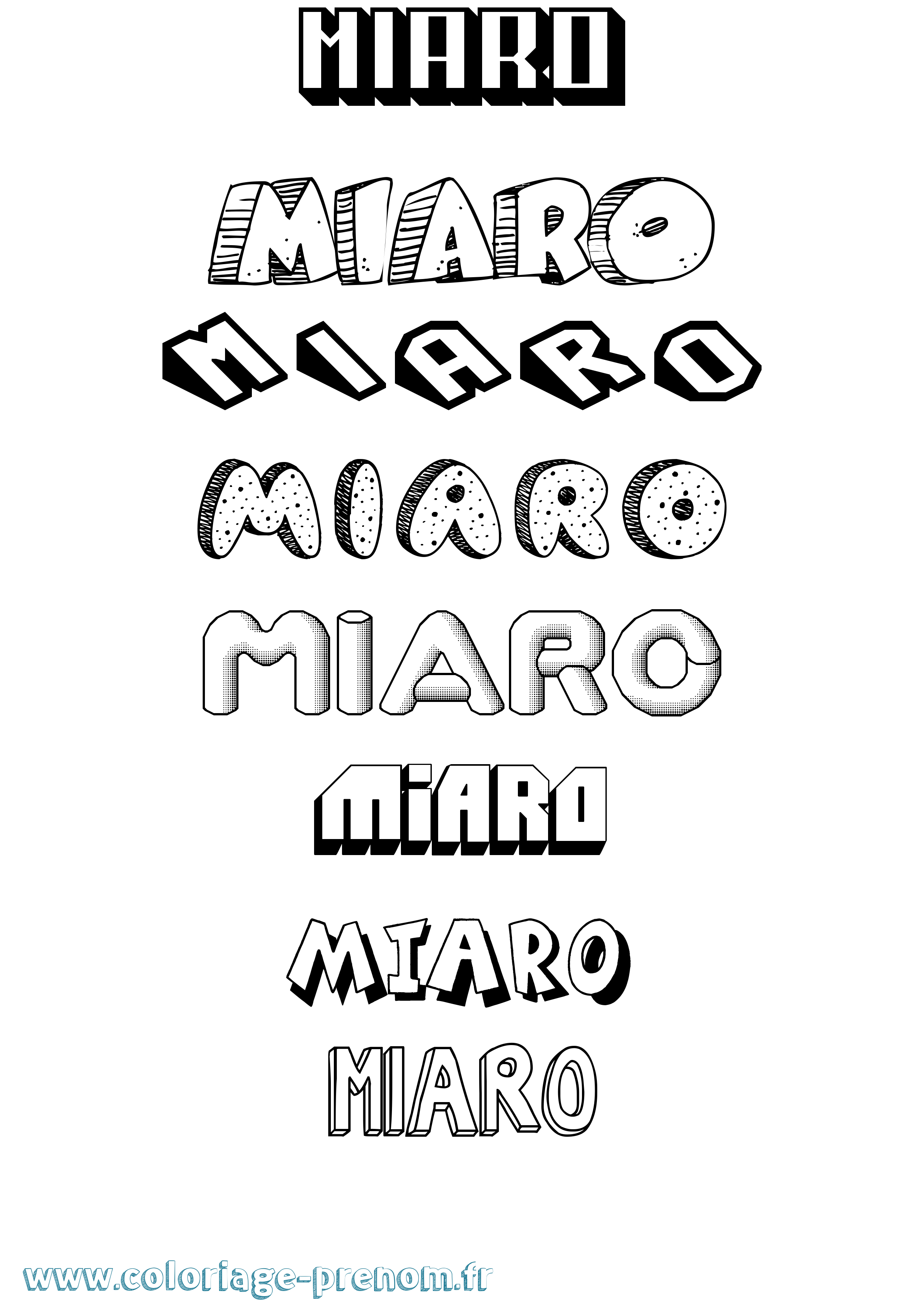 Coloriage Miaro Effet 3D Coloriage prénom Miaro Effet 3D