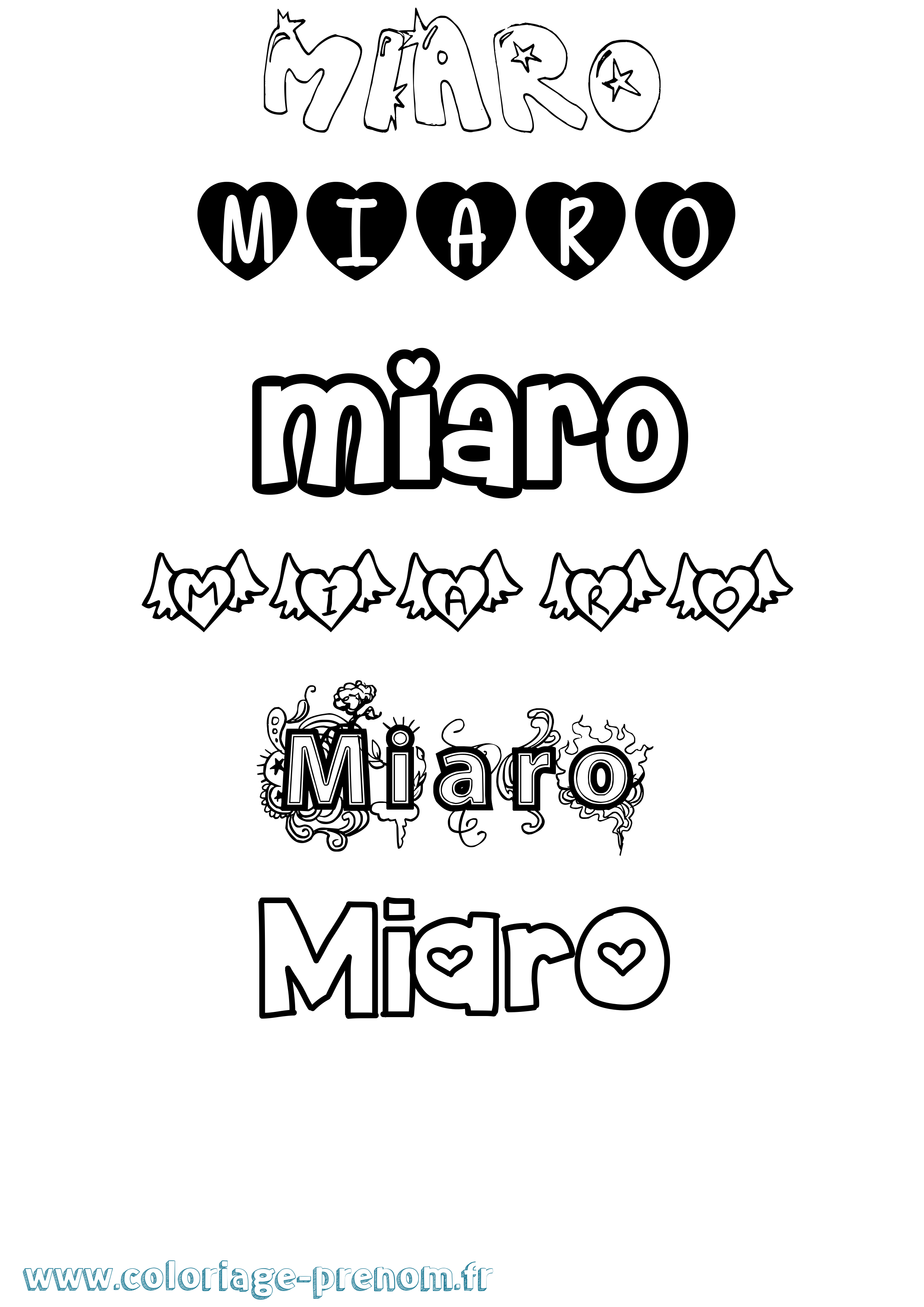Coloriage Miaro Girly Coloriage prénom Miaro Girly