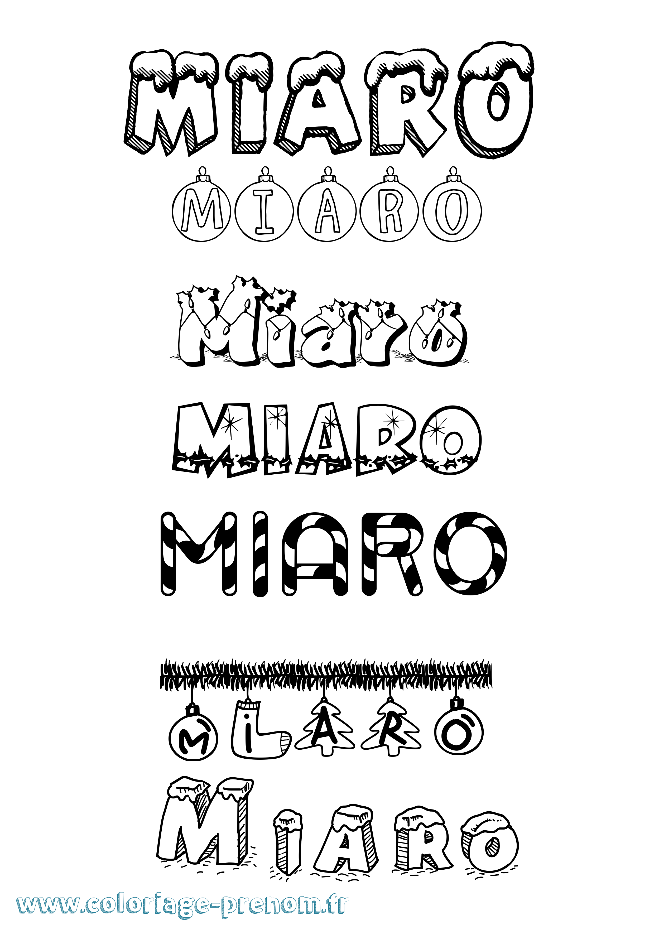 Coloriage Miaro Noël Coloriage prénom Miaro Noël