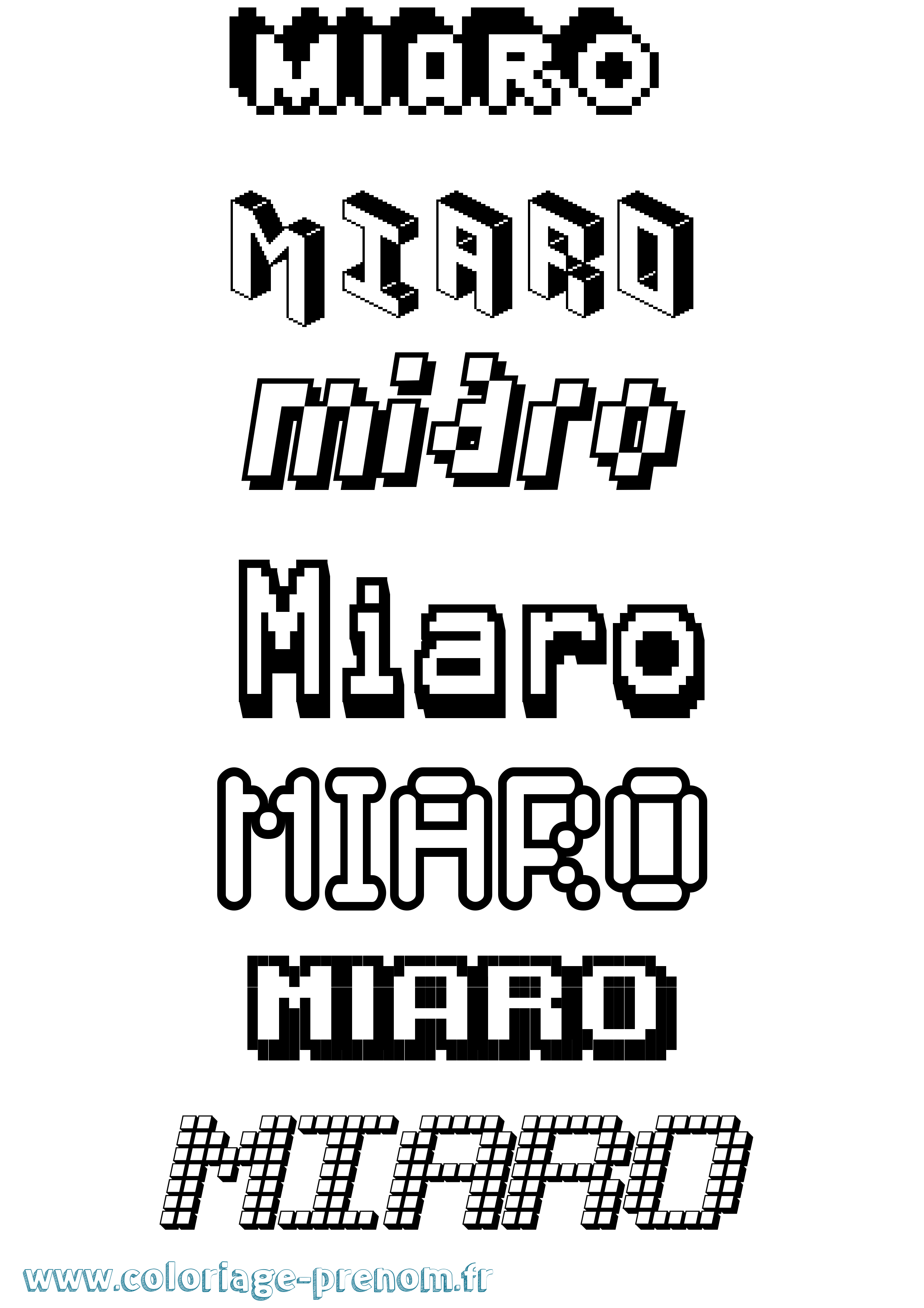 Coloriage Miaro Pixel Coloriage prénom Miaro Pixel