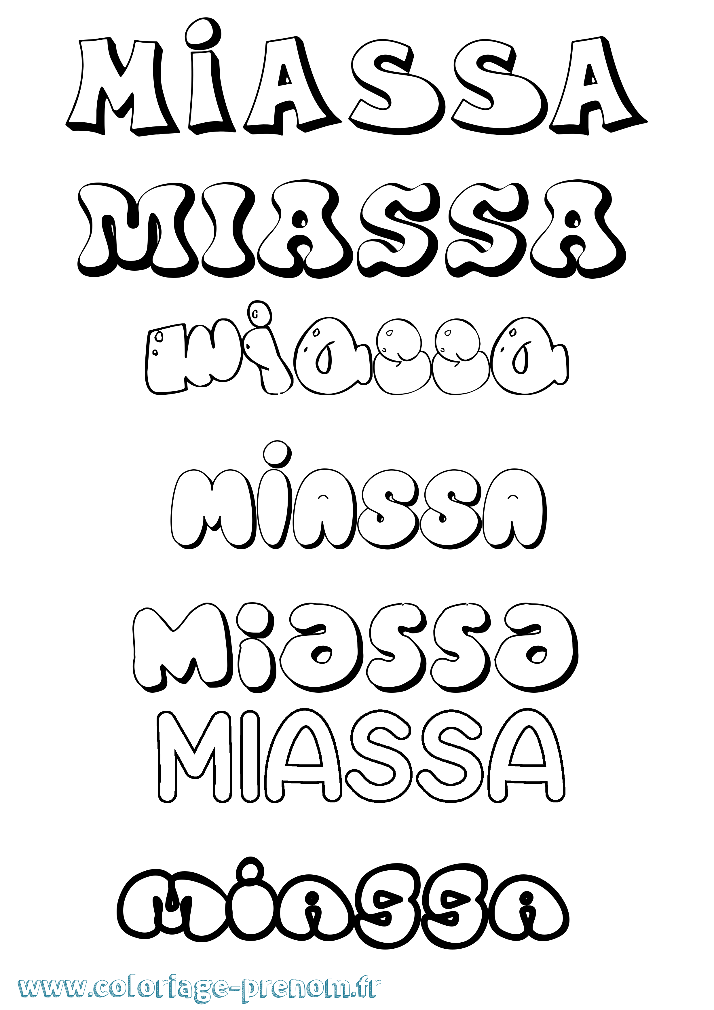 Coloriage Miassa Bubble Coloriage prénom Miassa Bubble