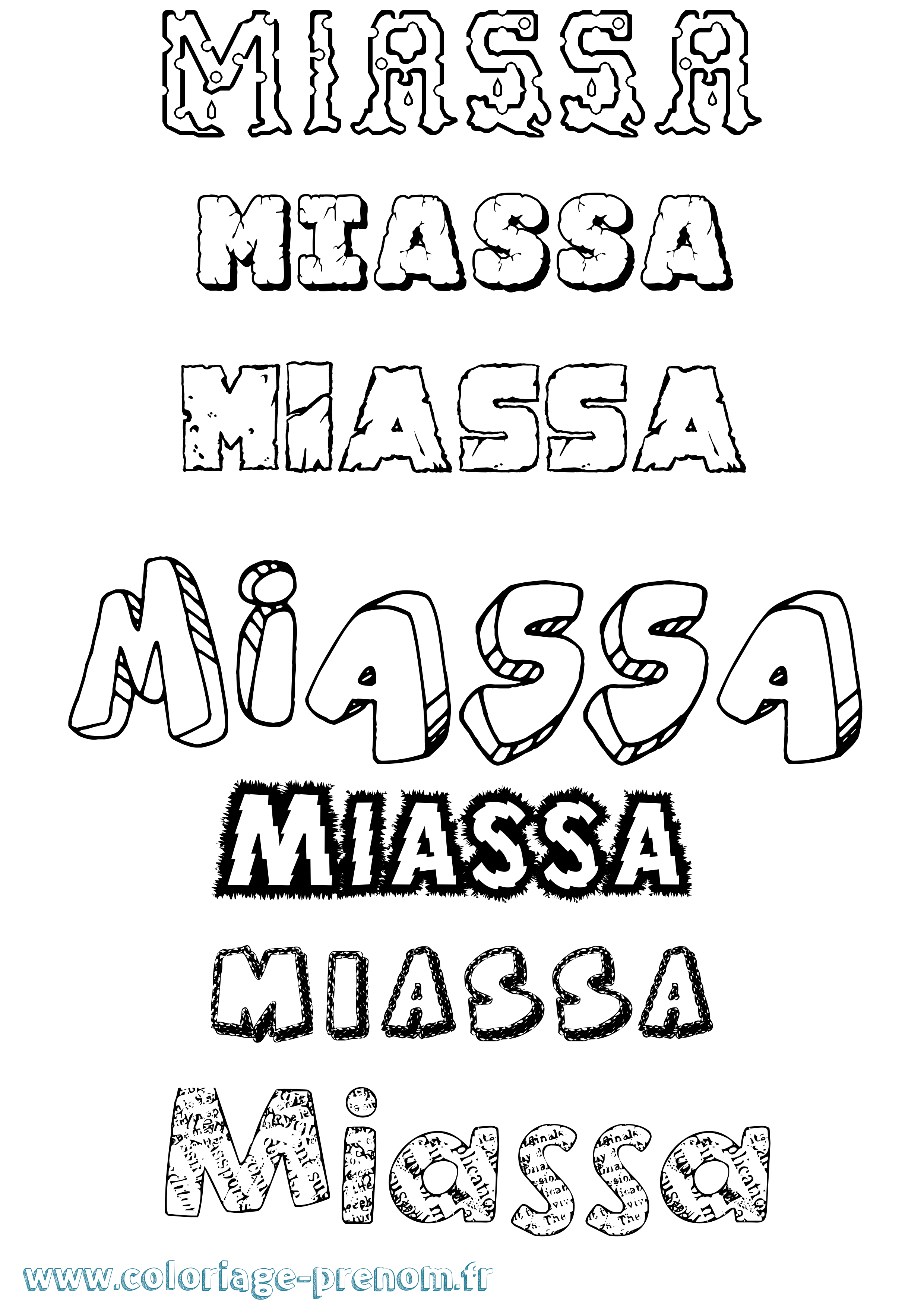 Coloriage Miassa Destructuré Coloriage prénom Miassa Destructuré