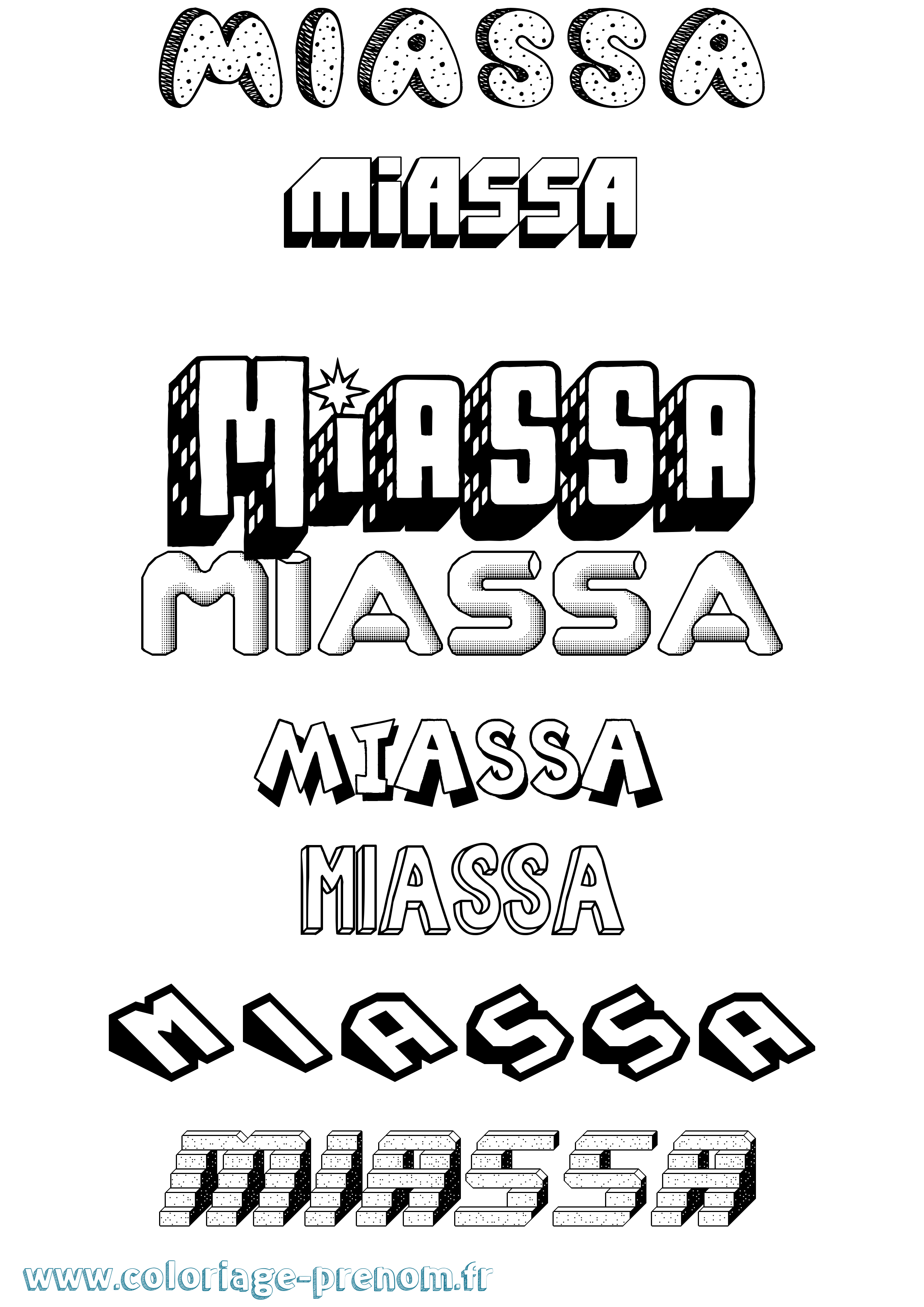 Coloriage Miassa Effet 3D Coloriage prénom Miassa Effet 3D