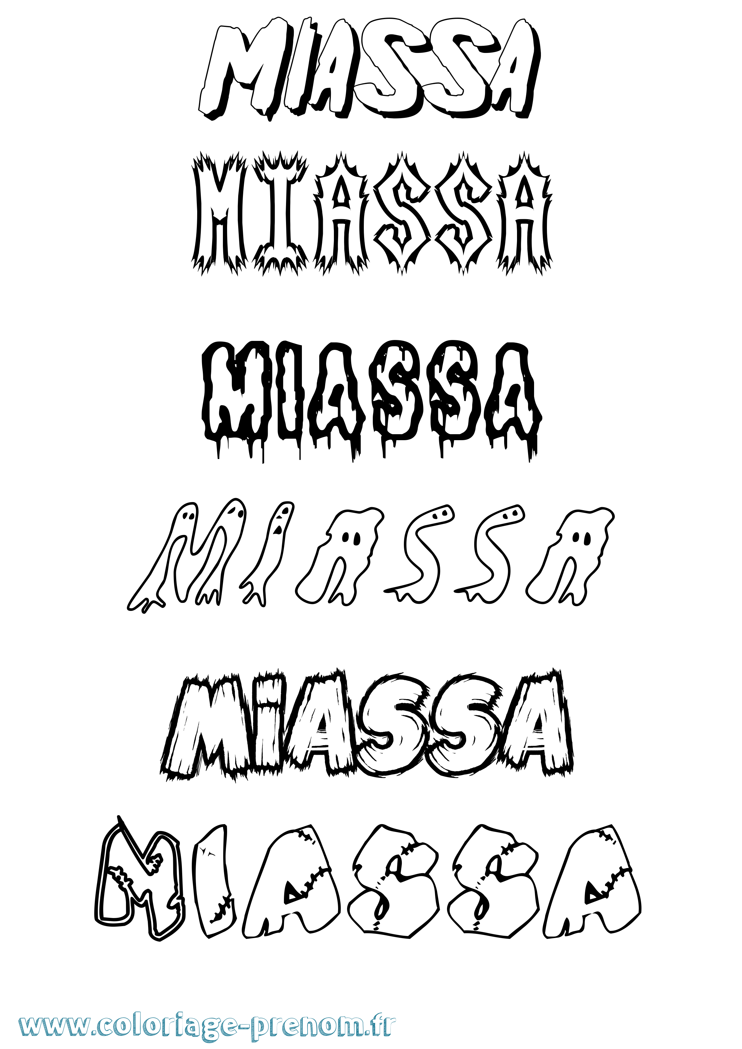 Coloriage Miassa Frisson Coloriage prénom Miassa Frisson