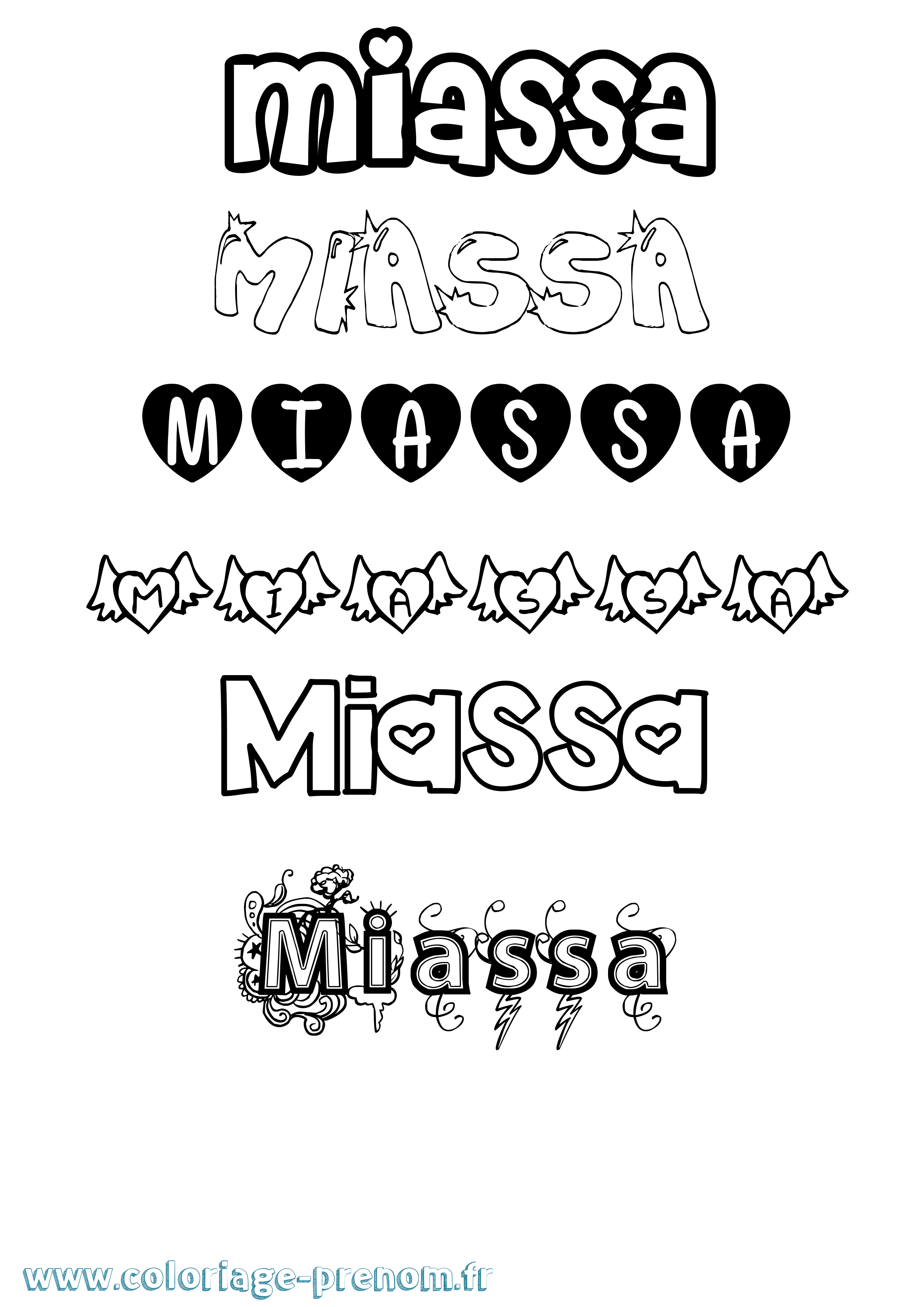 Coloriage Miassa Girly Coloriage prénom Miassa Girly