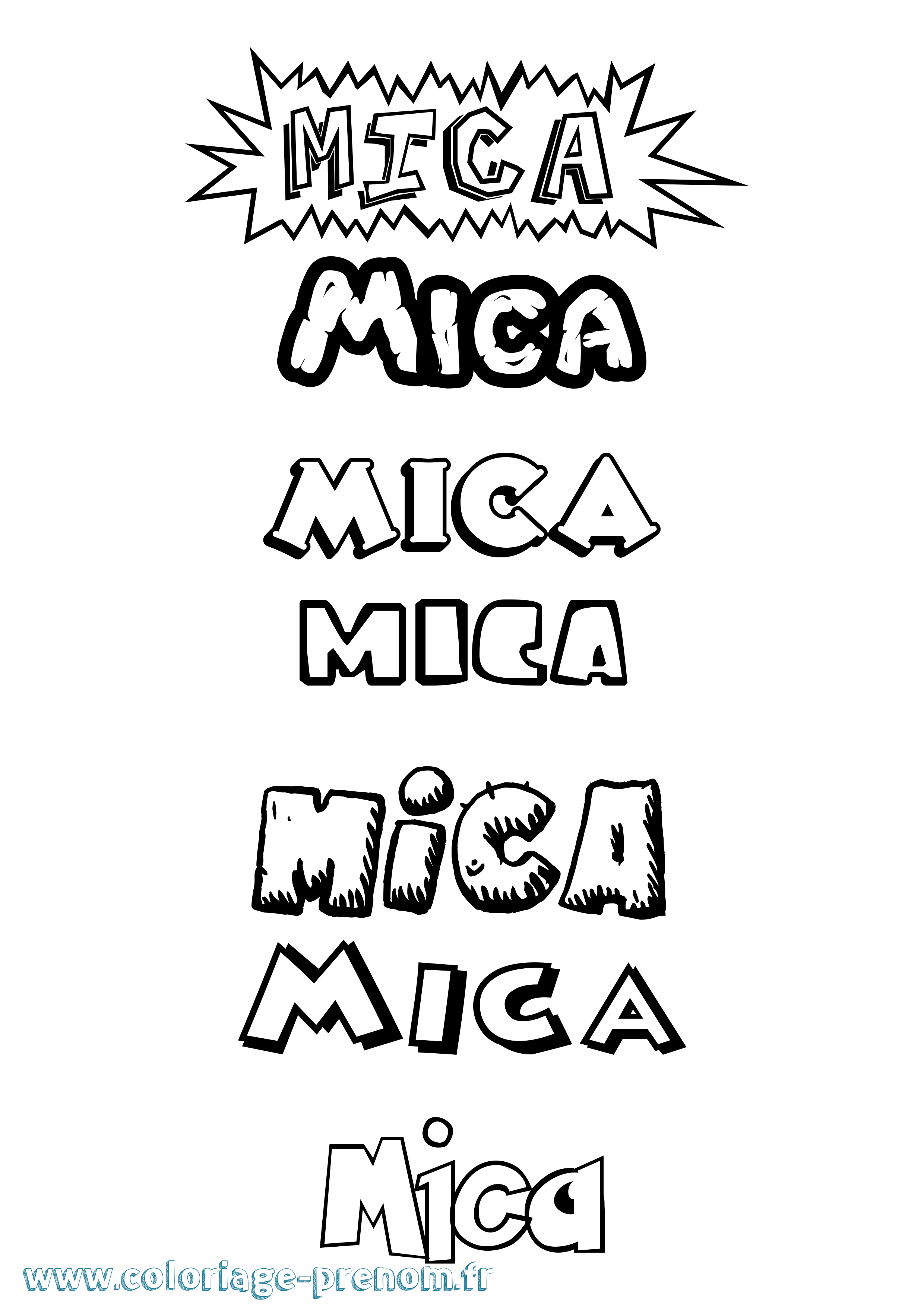 Coloriage Mica Dessin Animé Coloriage prénom Mica Dessin Animé