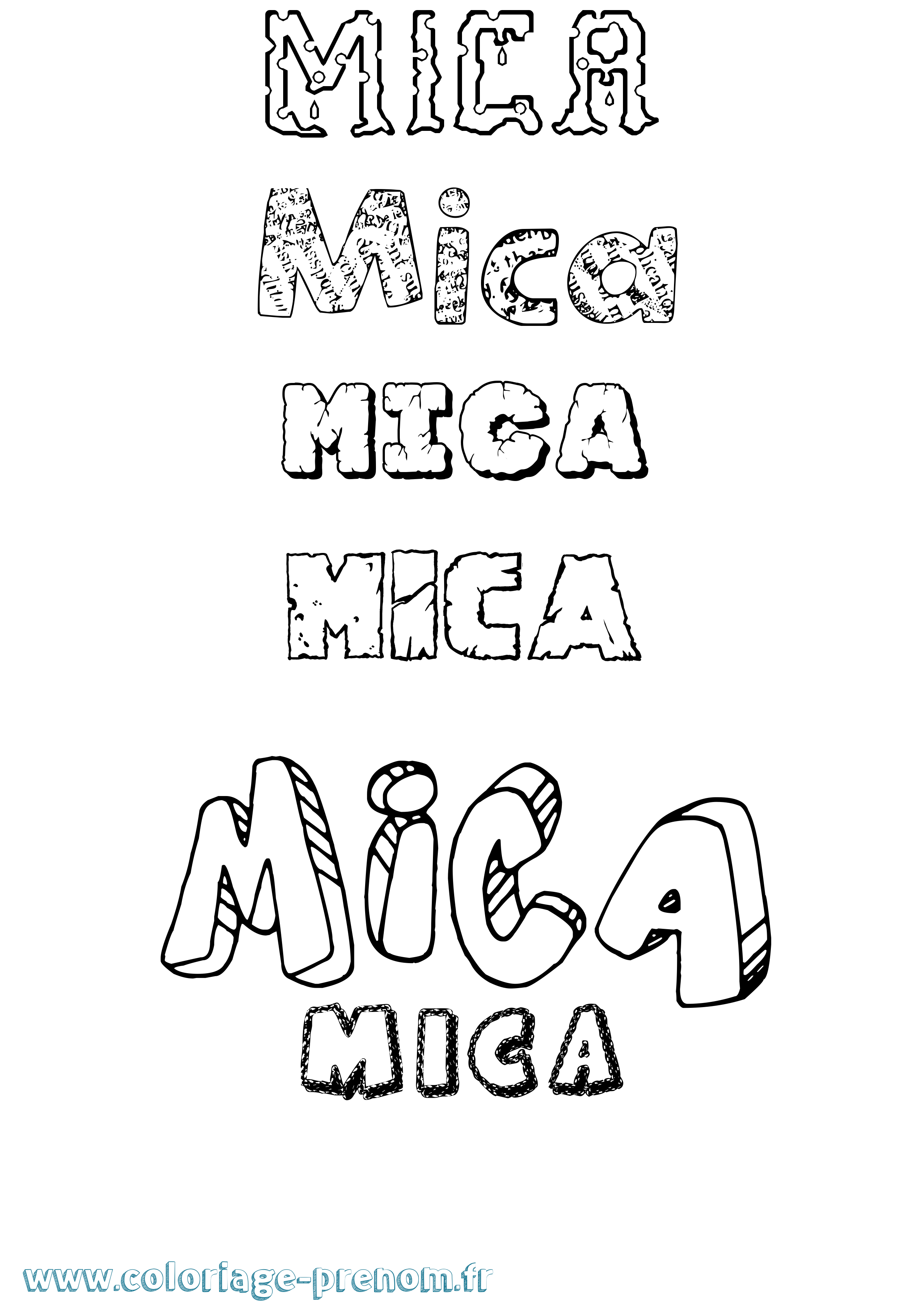 Coloriage Mica Destructuré Coloriage prénom Mica Destructuré