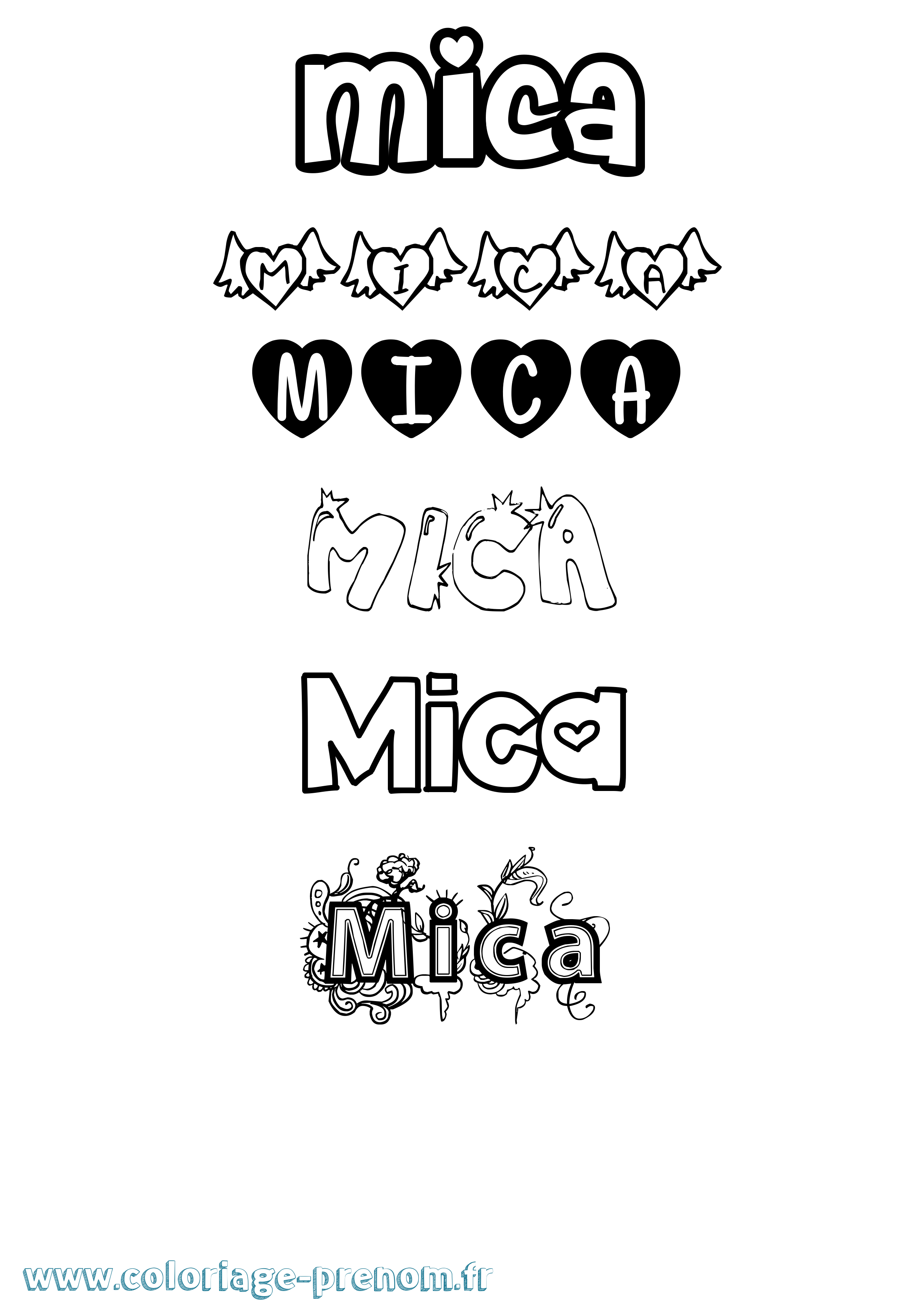 Coloriage Mica Girly Coloriage prénom Mica Girly