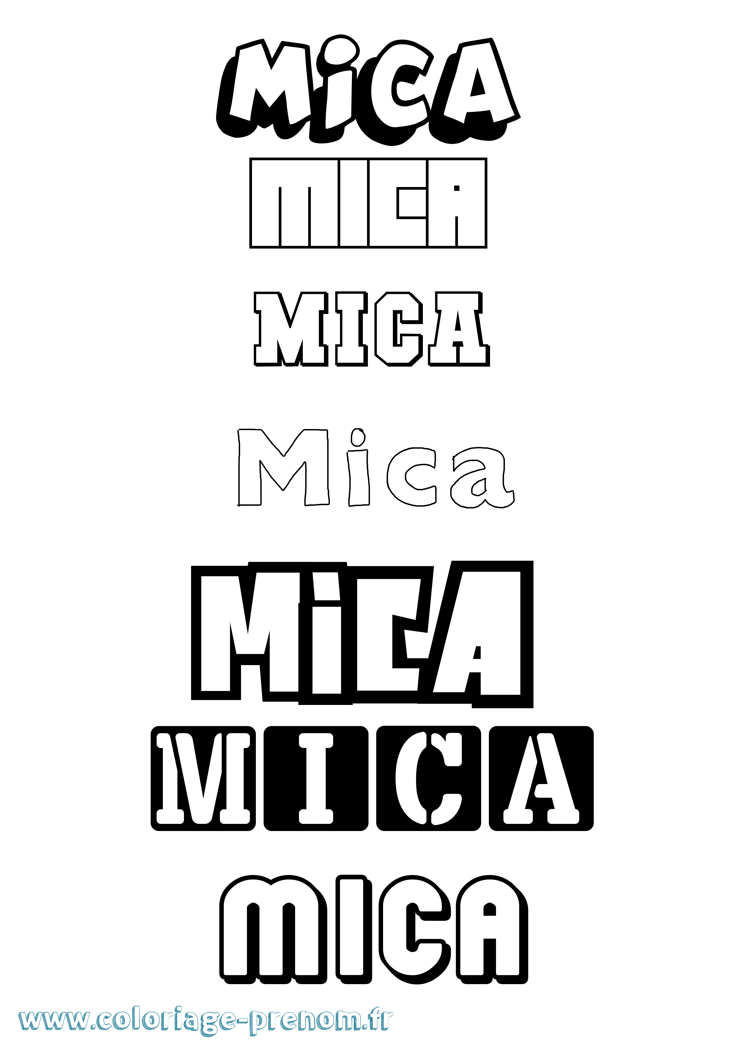 Coloriage Mica Simple Coloriage prénom Mica Simple