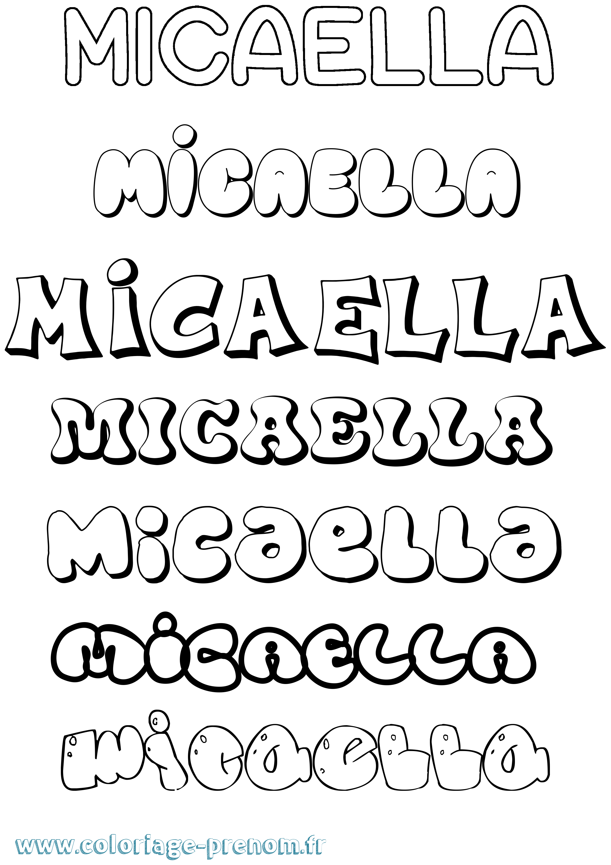 Coloriage Micaella Bubble Coloriage prénom Micaella Bubble