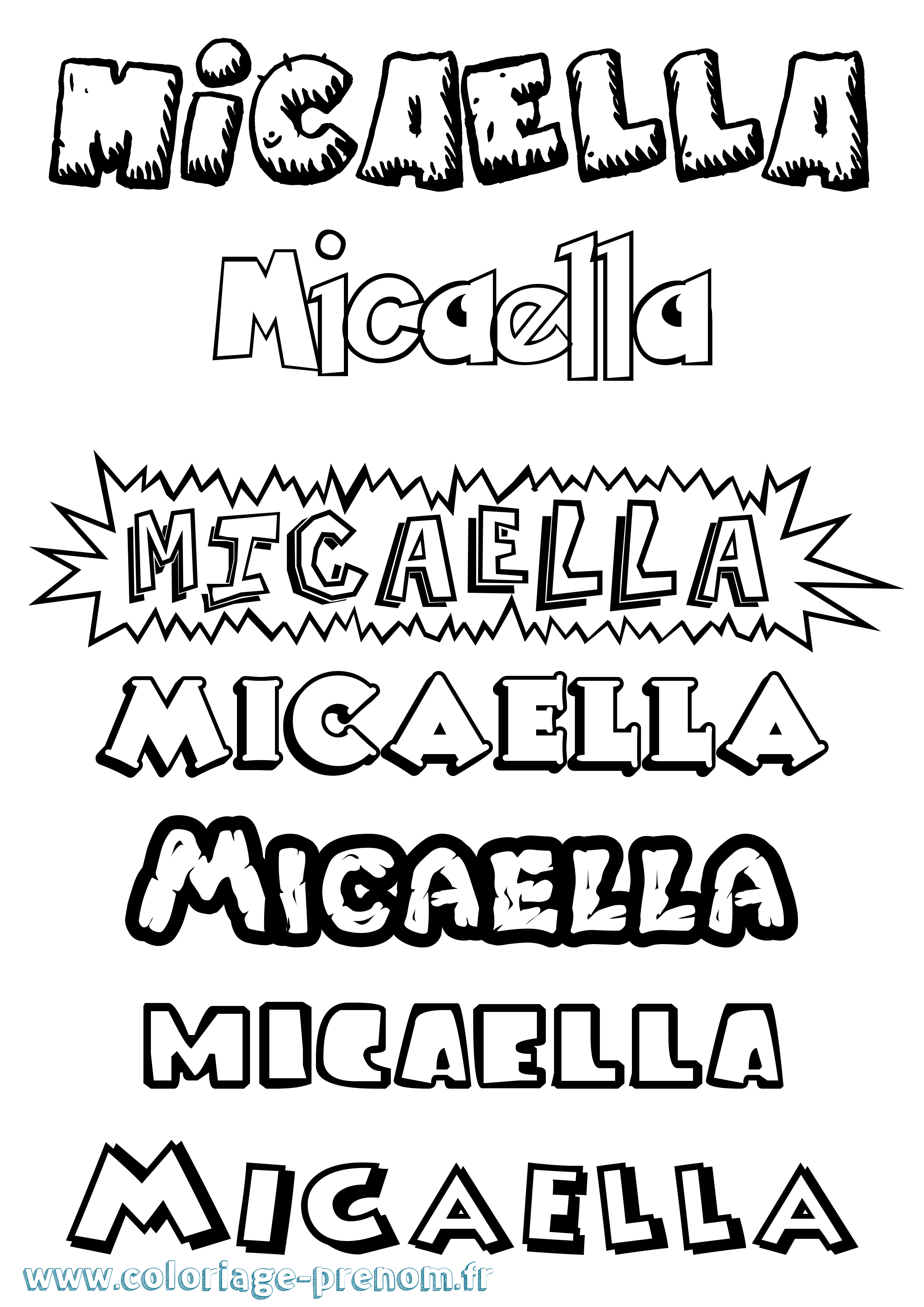 Coloriage Micaella Dessin Animé Coloriage prénom Micaella Dessin Animé