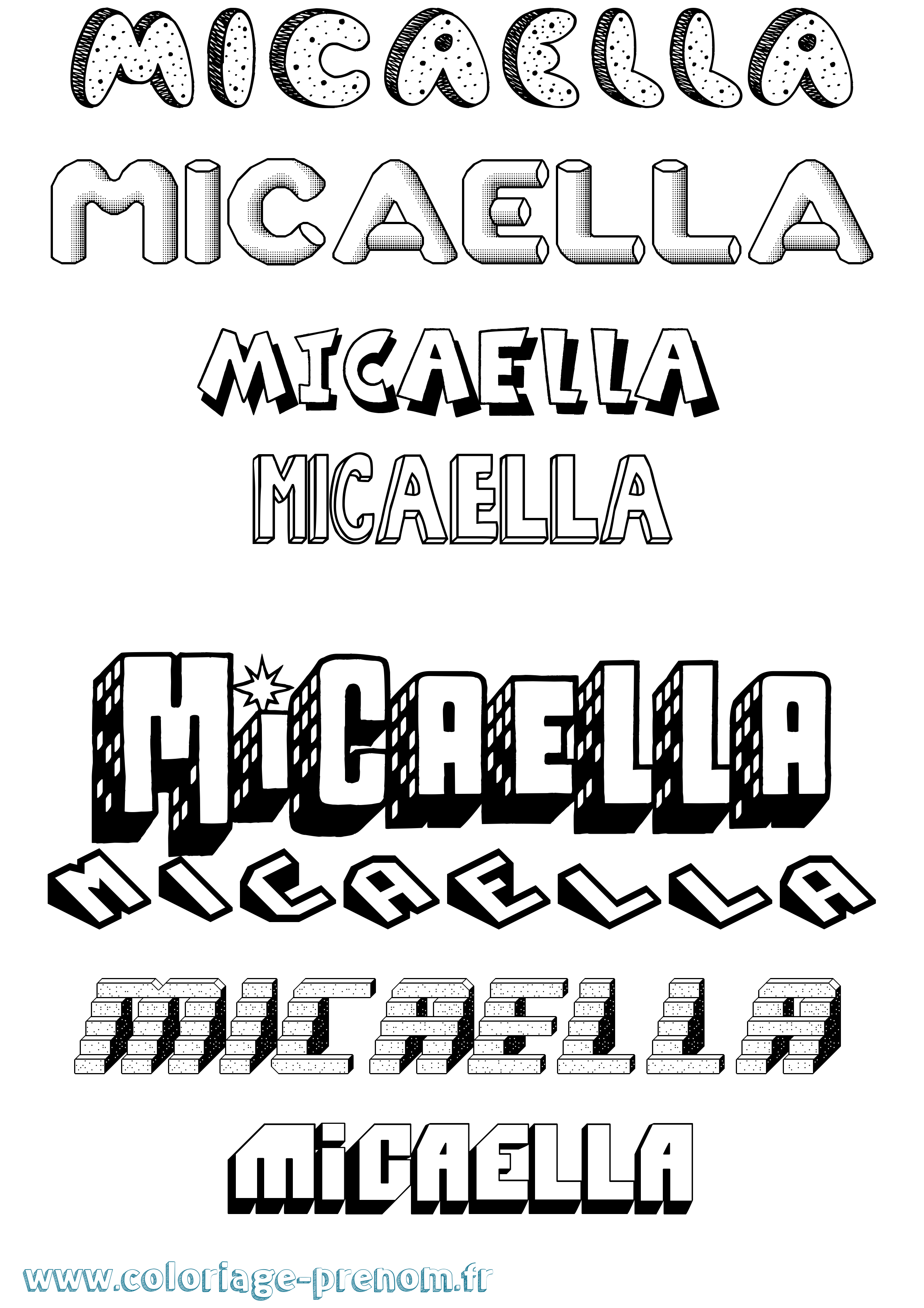Coloriage Micaella Effet 3D Coloriage prénom Micaella Effet 3D