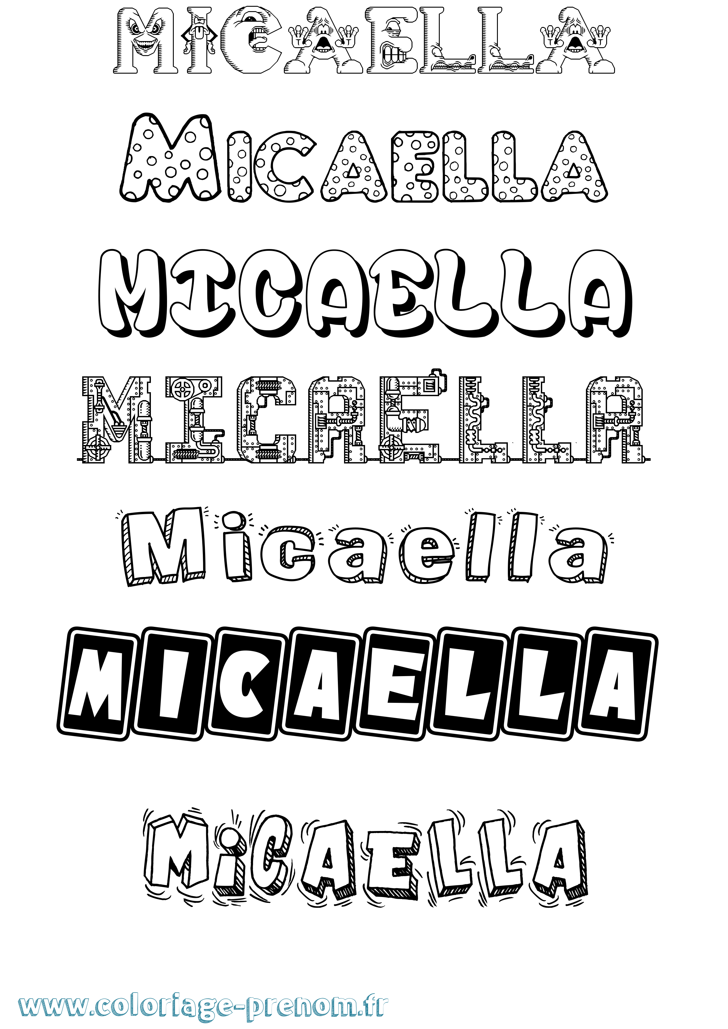 Coloriage Micaella Fun Coloriage prénom Micaella Fun