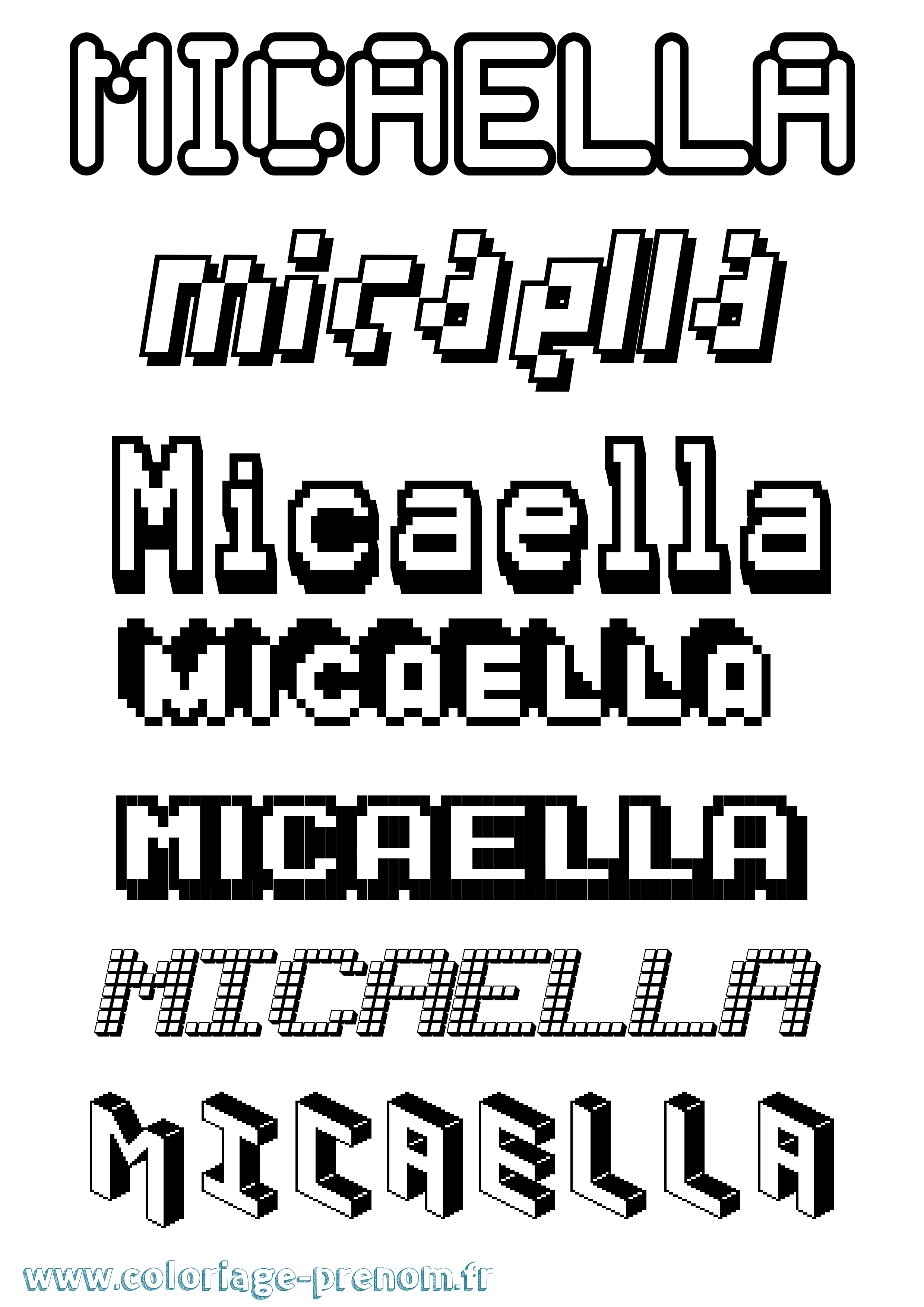 Coloriage Micaella Pixel Coloriage prénom Micaella Pixel