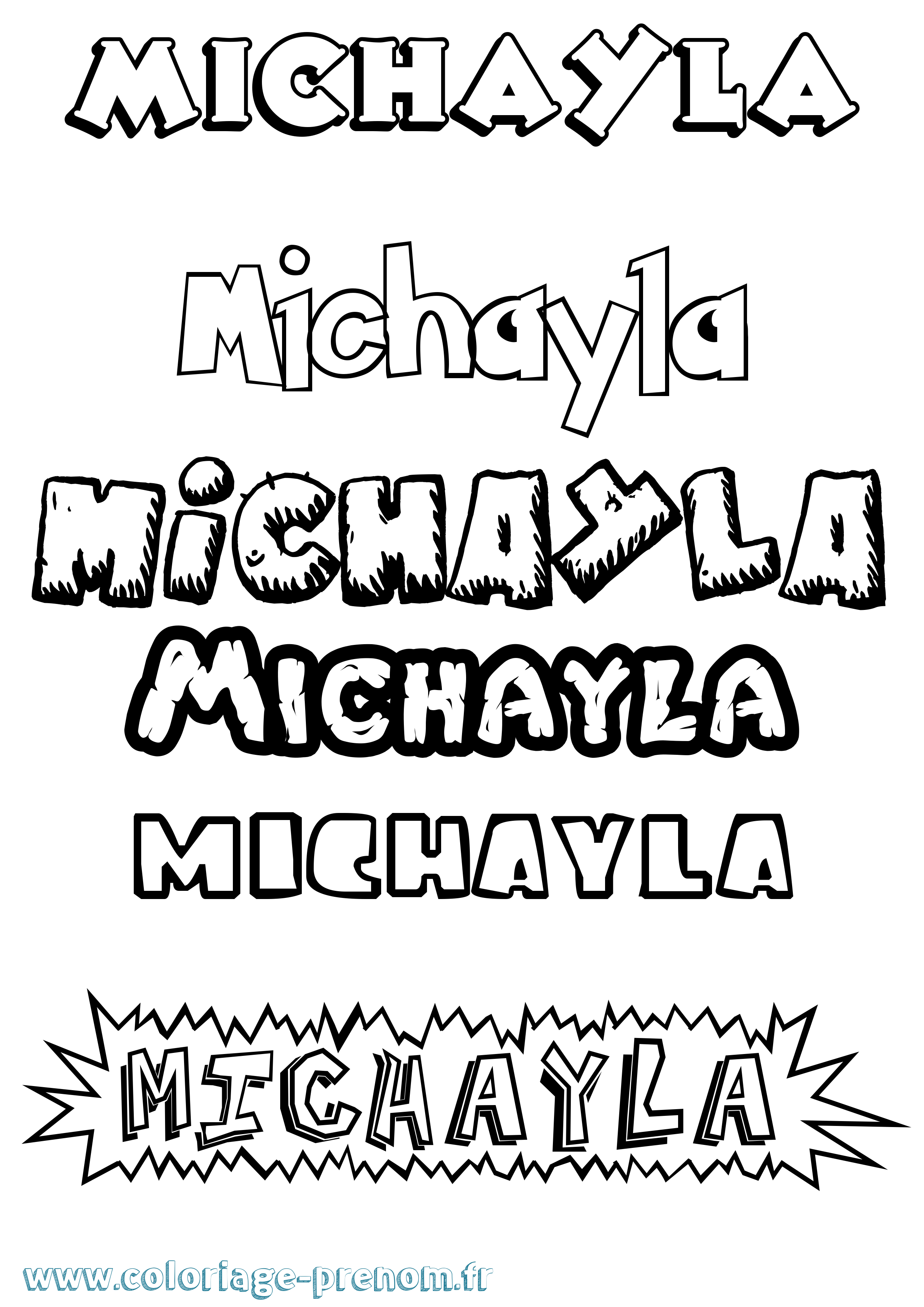 Coloriage Michayla Dessin Animé Coloriage prénom Michayla Dessin Animé