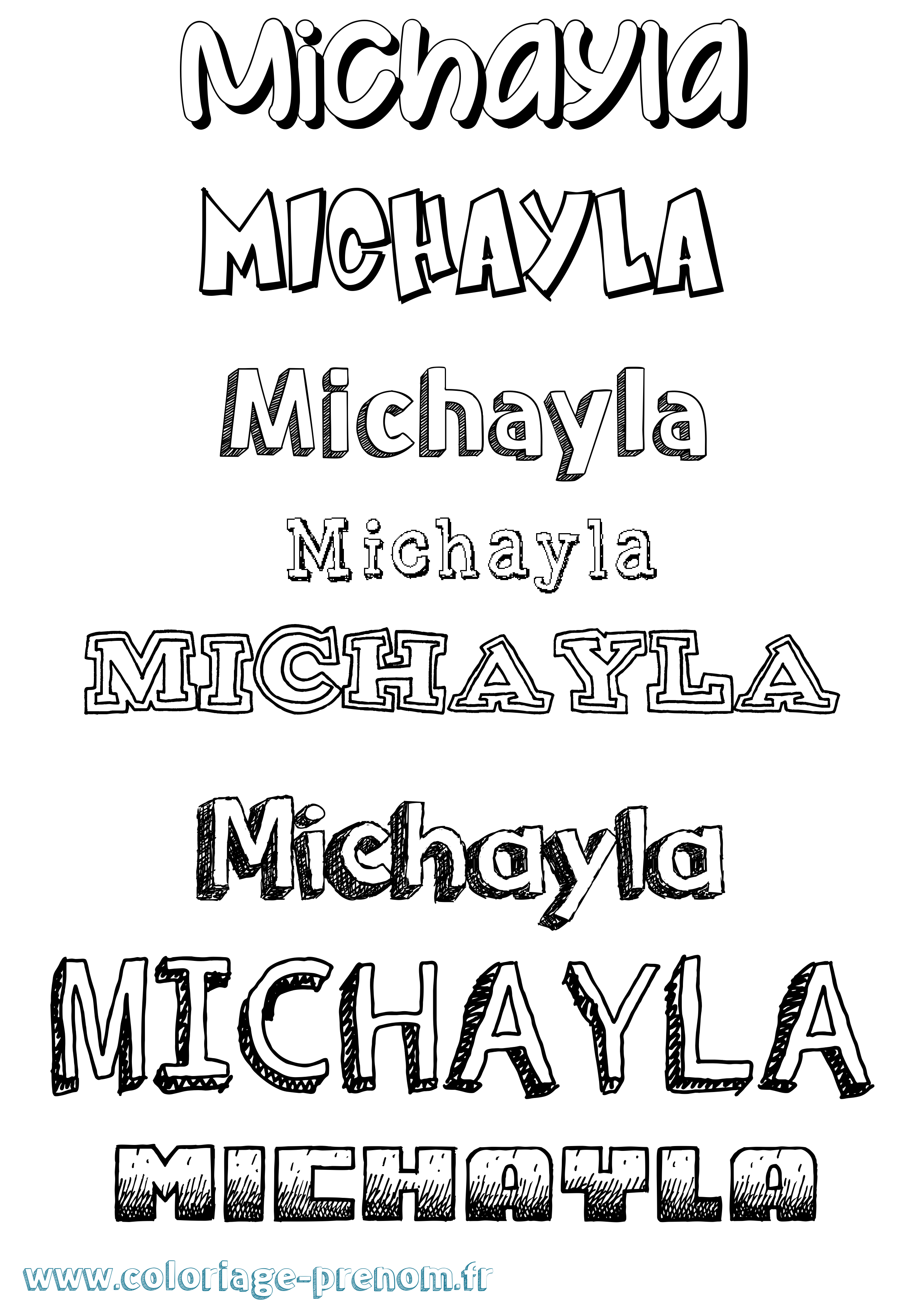 Coloriage Michayla Dessiné Coloriage prénom Michayla Dessiné