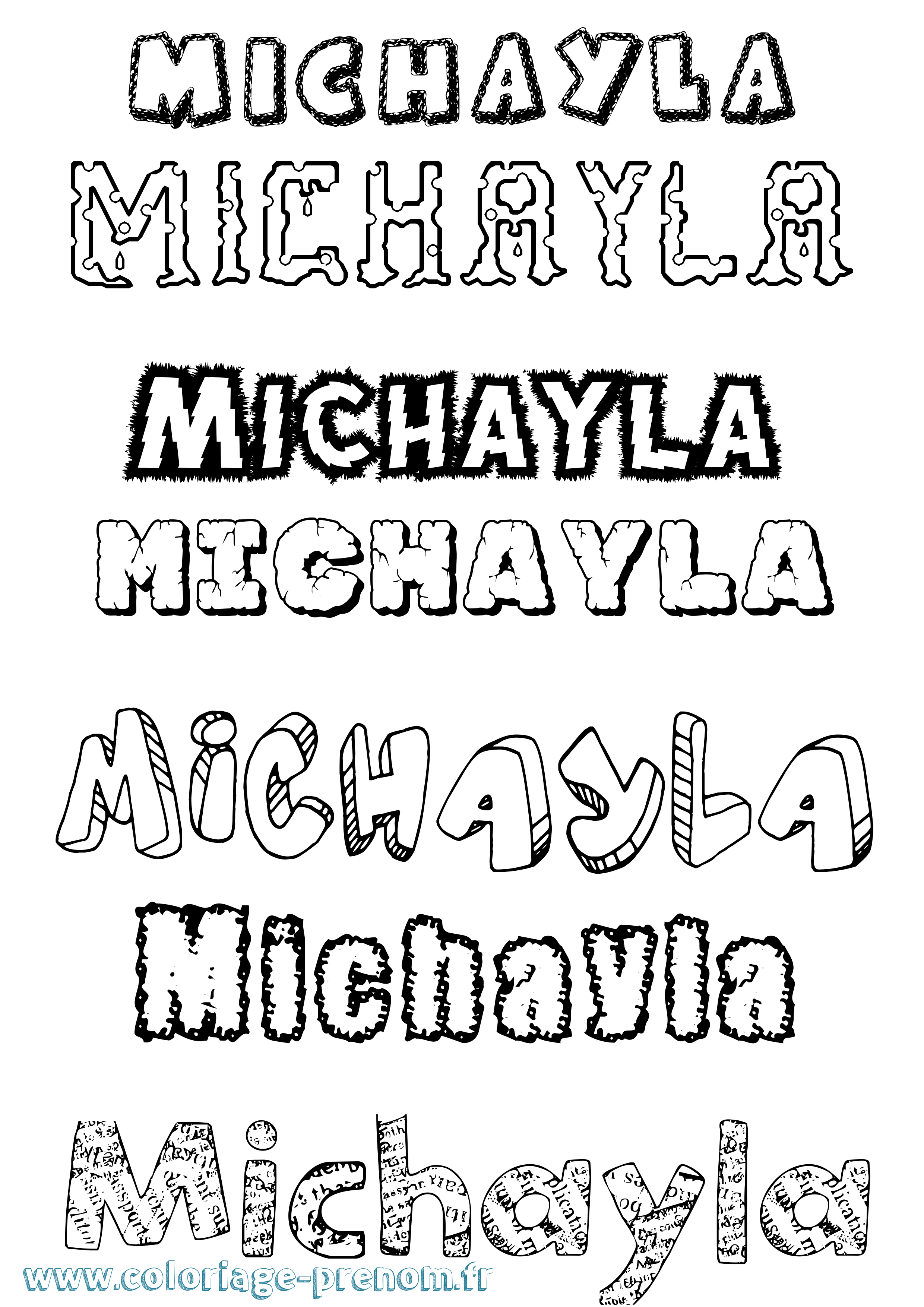 Coloriage Michayla Destructuré Coloriage prénom Michayla Destructuré