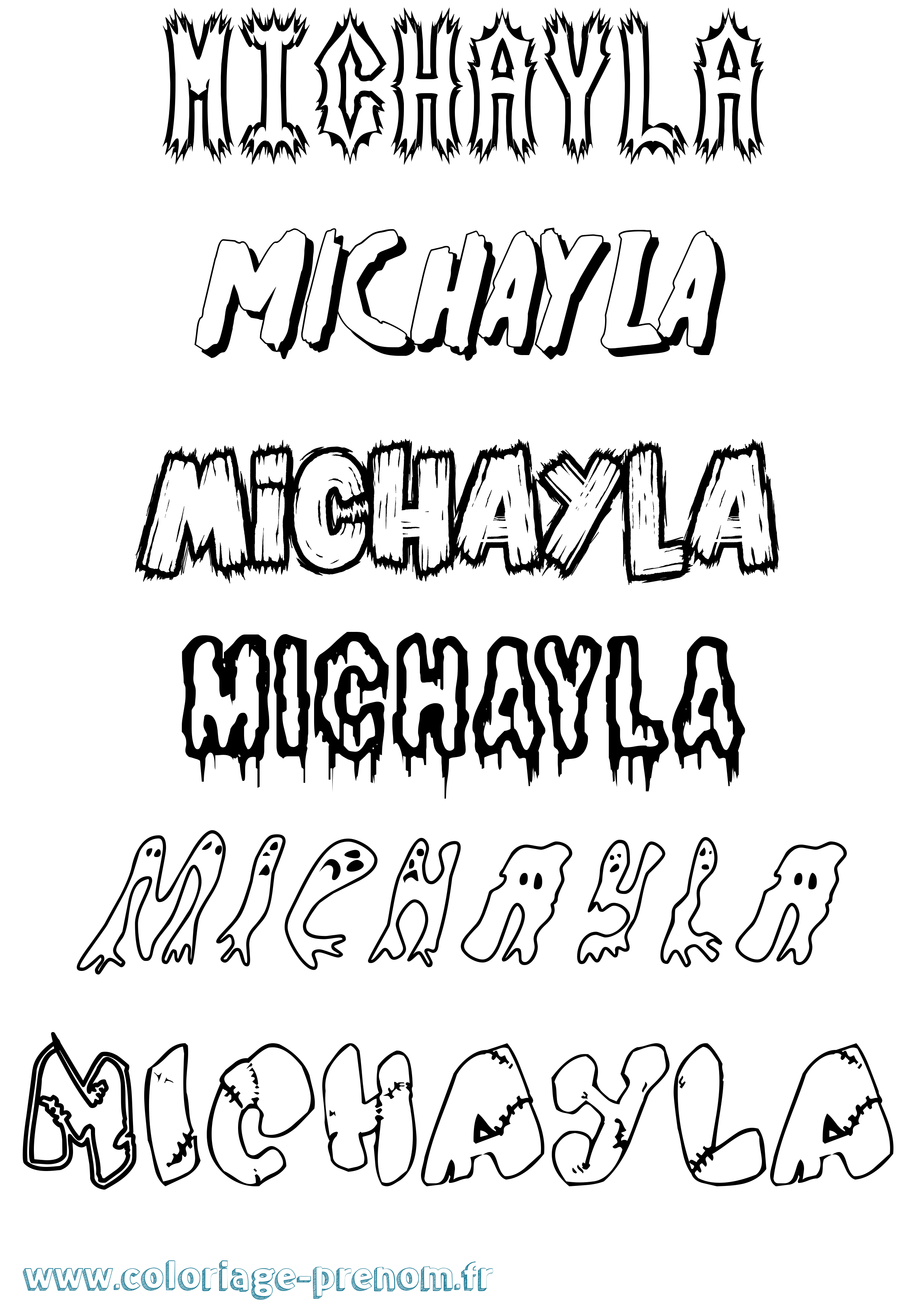 Coloriage Michayla Frisson Coloriage prénom Michayla Frisson