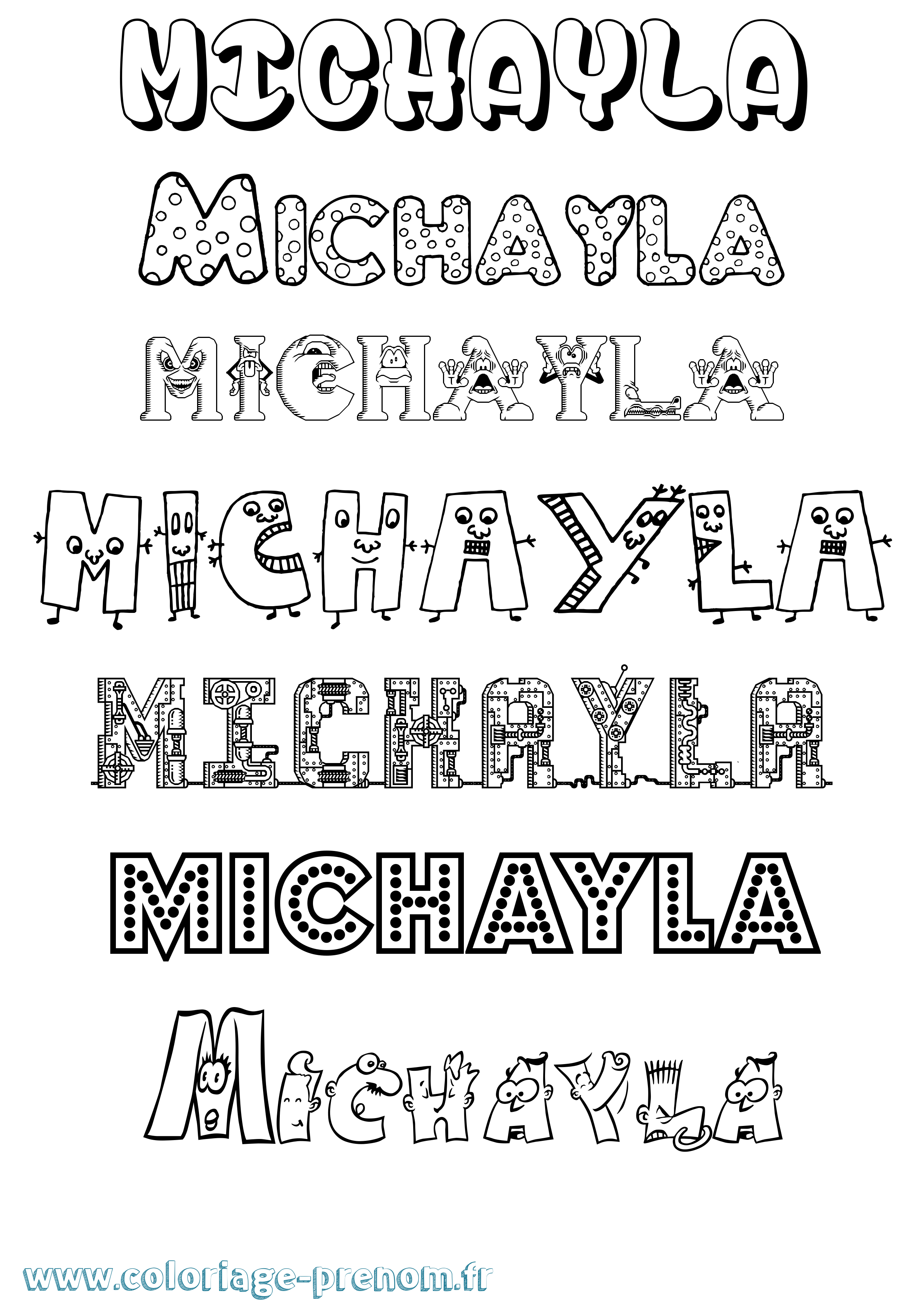 Coloriage Michayla Fun Coloriage prénom Michayla Fun