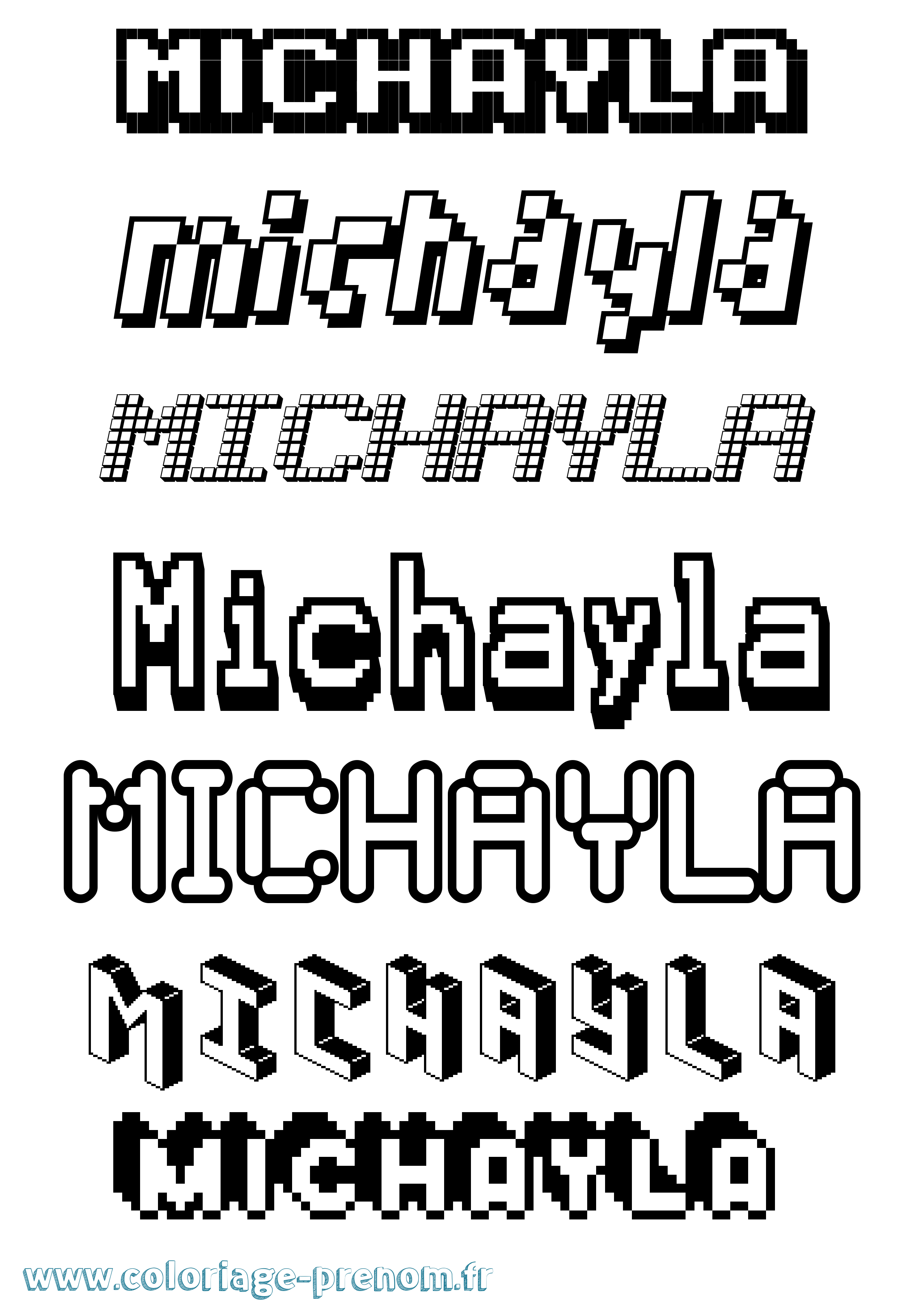 Coloriage Michayla Pixel Coloriage prénom Michayla Pixel