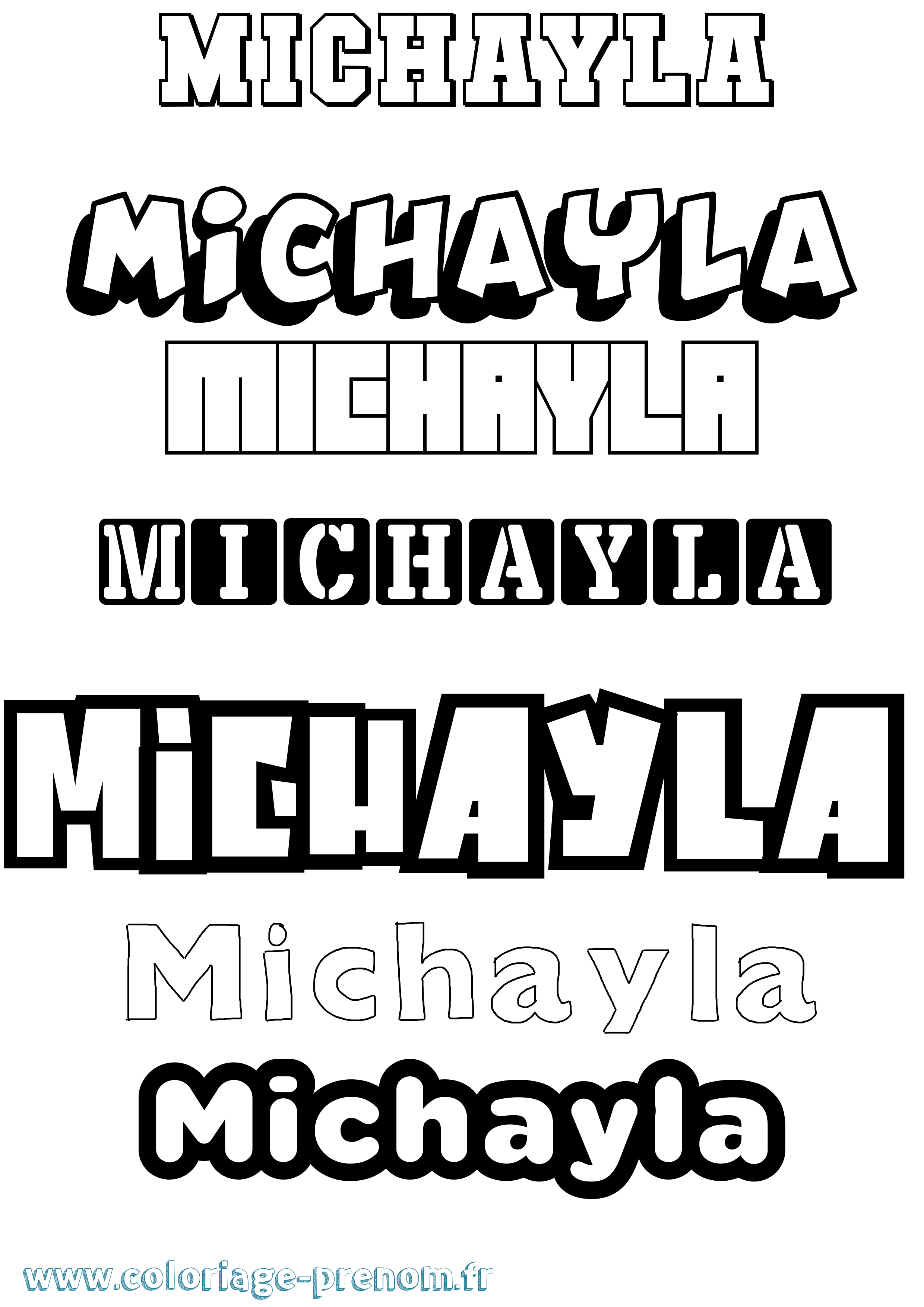 Coloriage Michayla Simple Coloriage prénom Michayla Simple