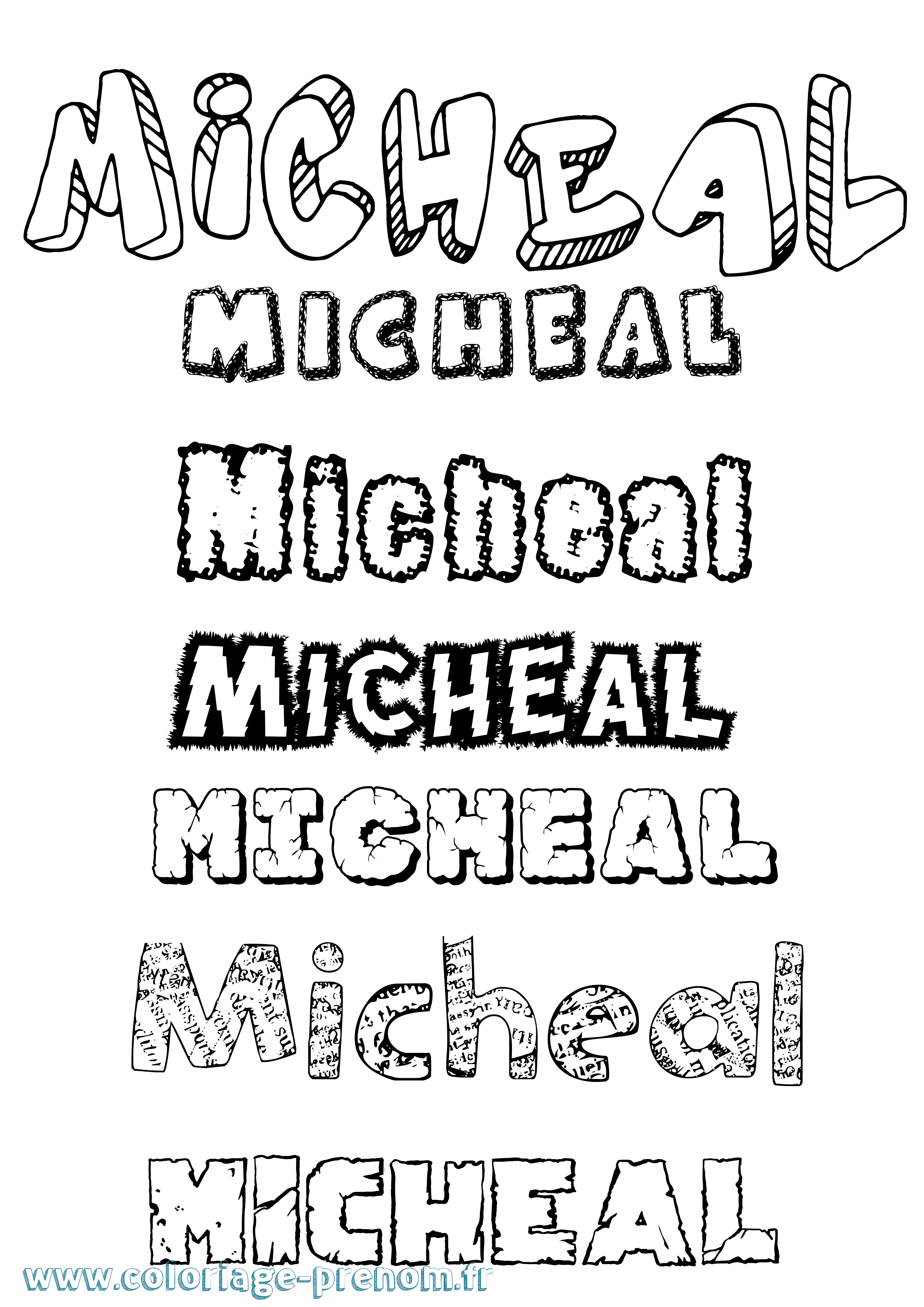 Coloriage Micheal Destructuré Coloriage prénom Micheal Destructuré
