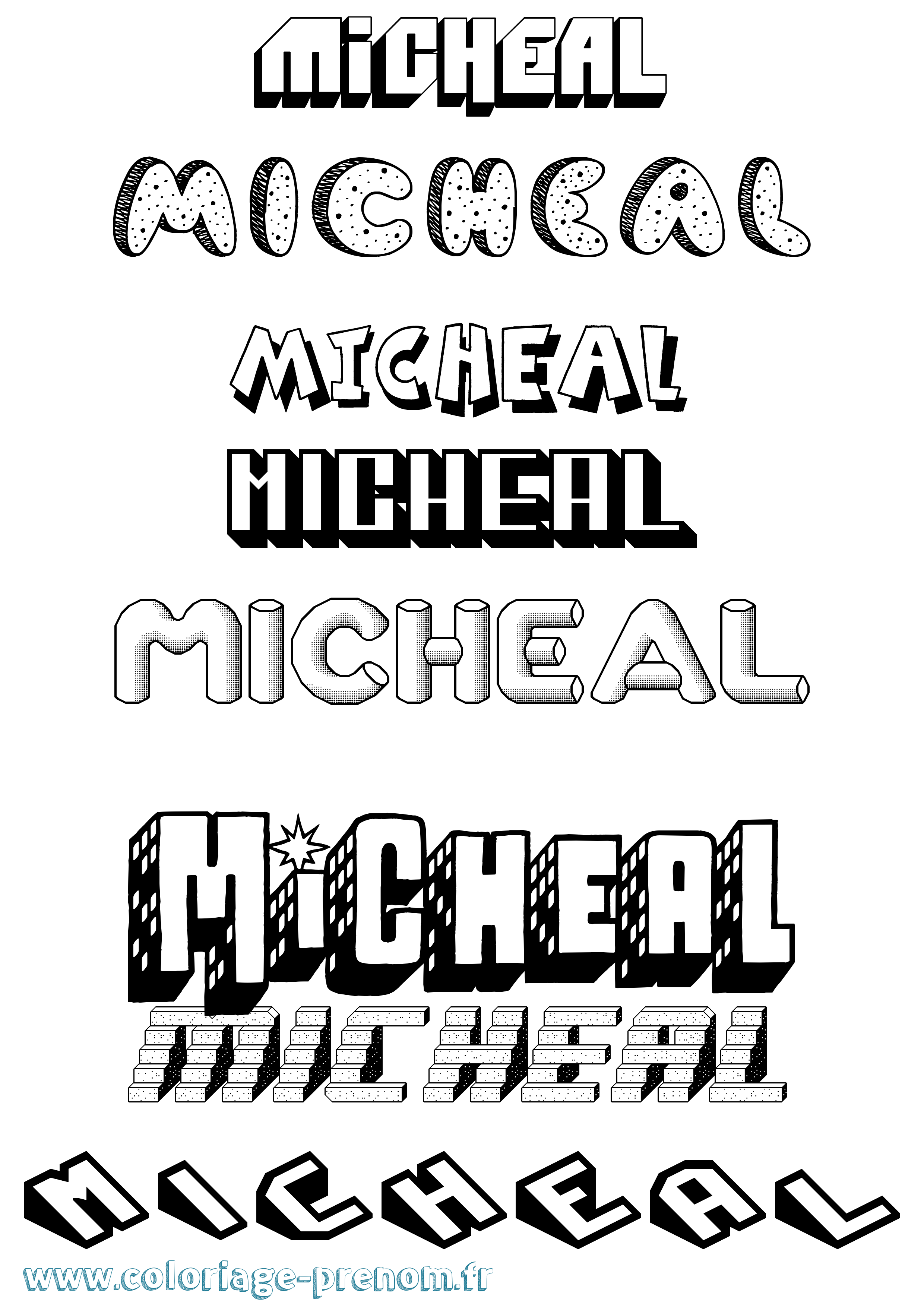 Coloriage Micheal Effet 3D Coloriage prénom Micheal Effet 3D