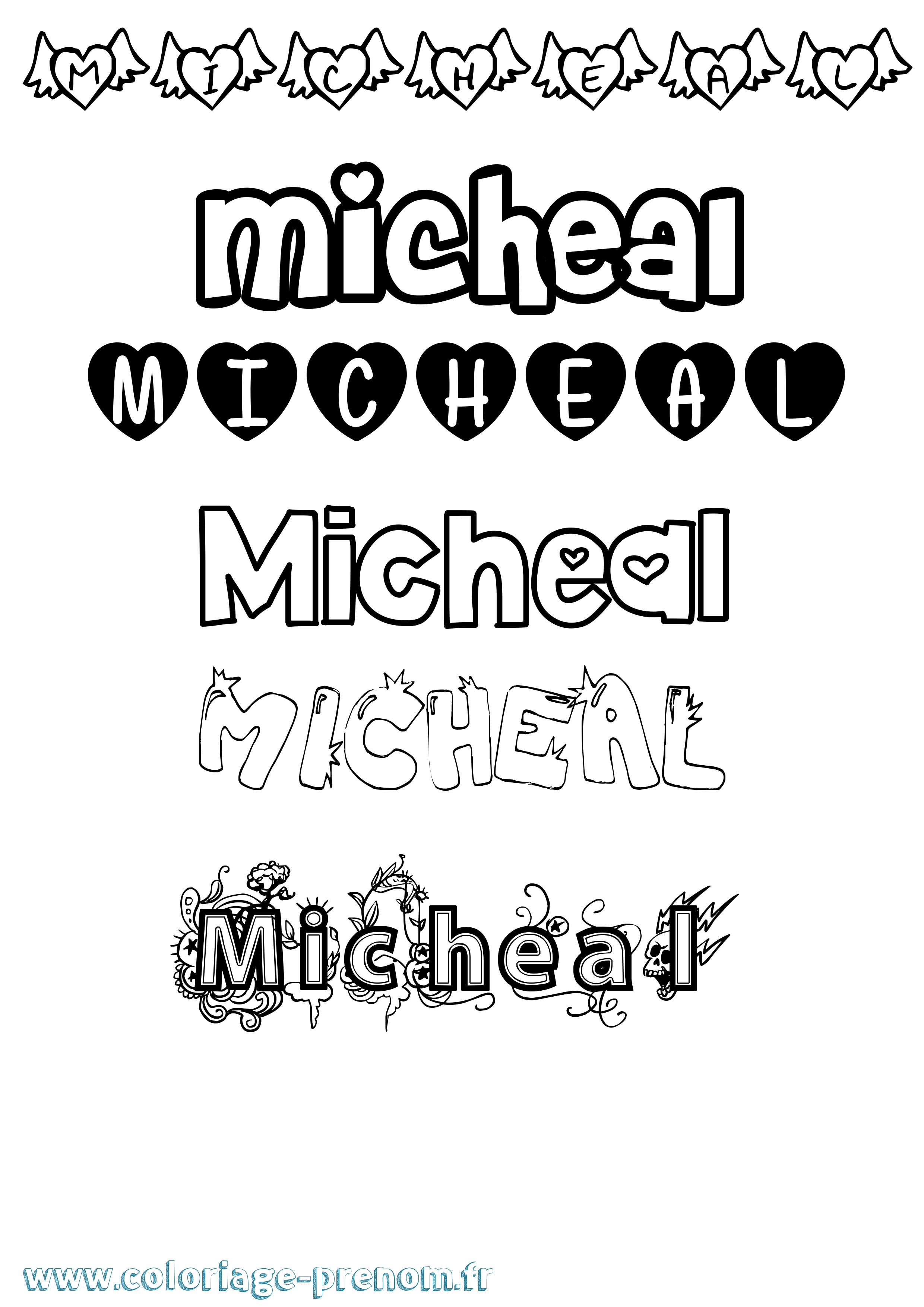 Coloriage Micheal Girly Coloriage prénom Micheal Girly