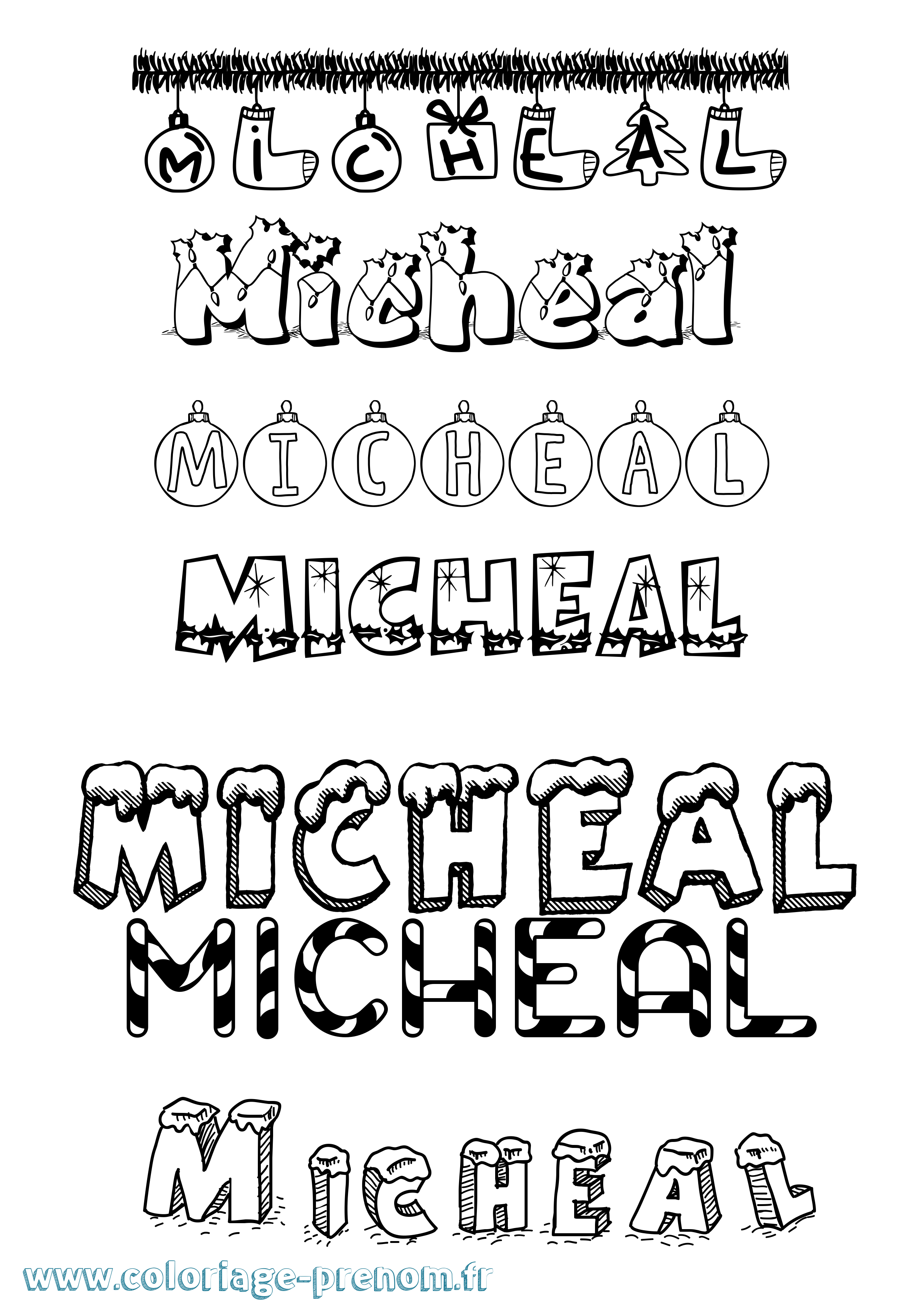 Coloriage Micheal Noël Coloriage prénom Micheal Noël