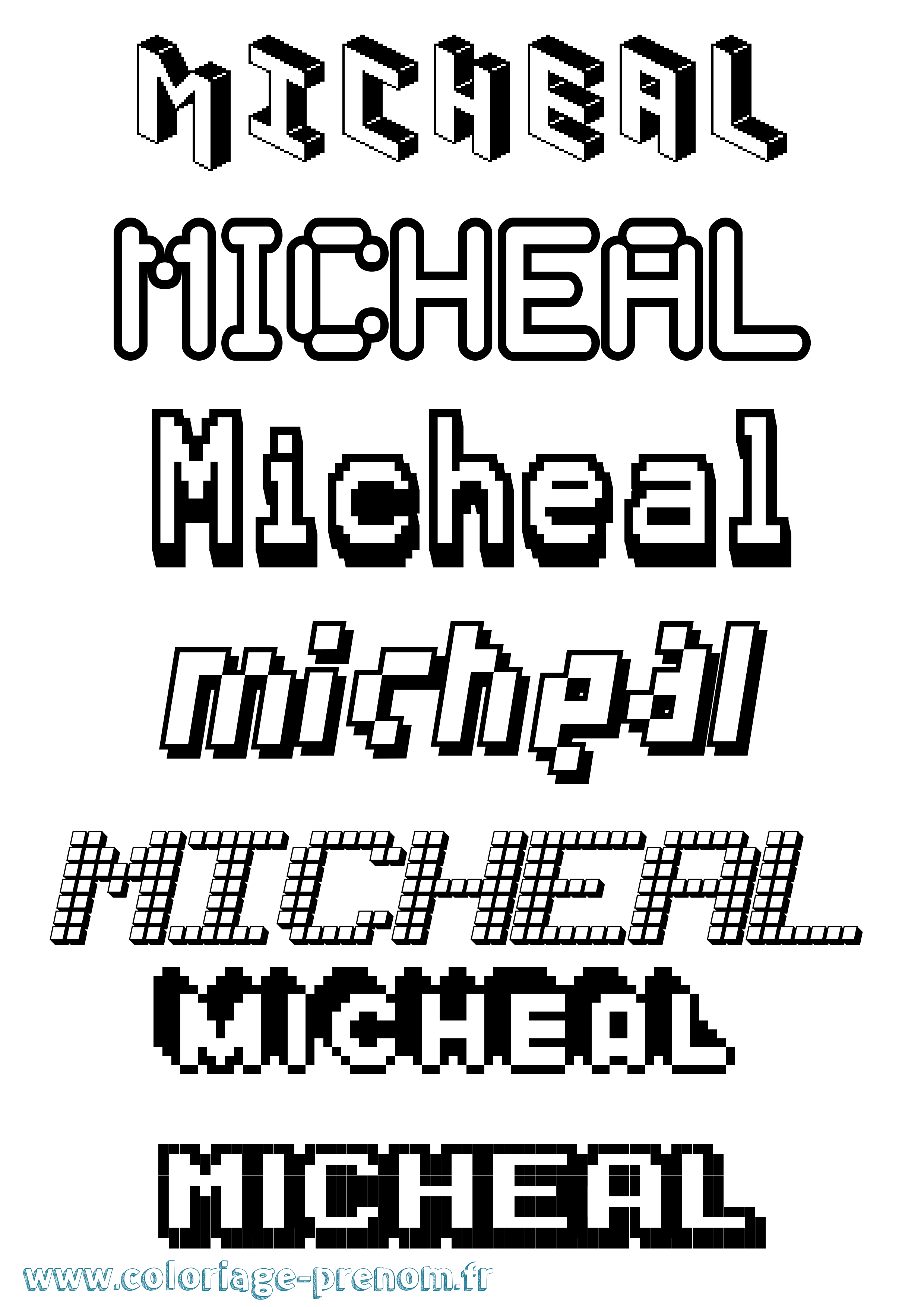 Coloriage Micheal Pixel Coloriage prénom Micheal Pixel