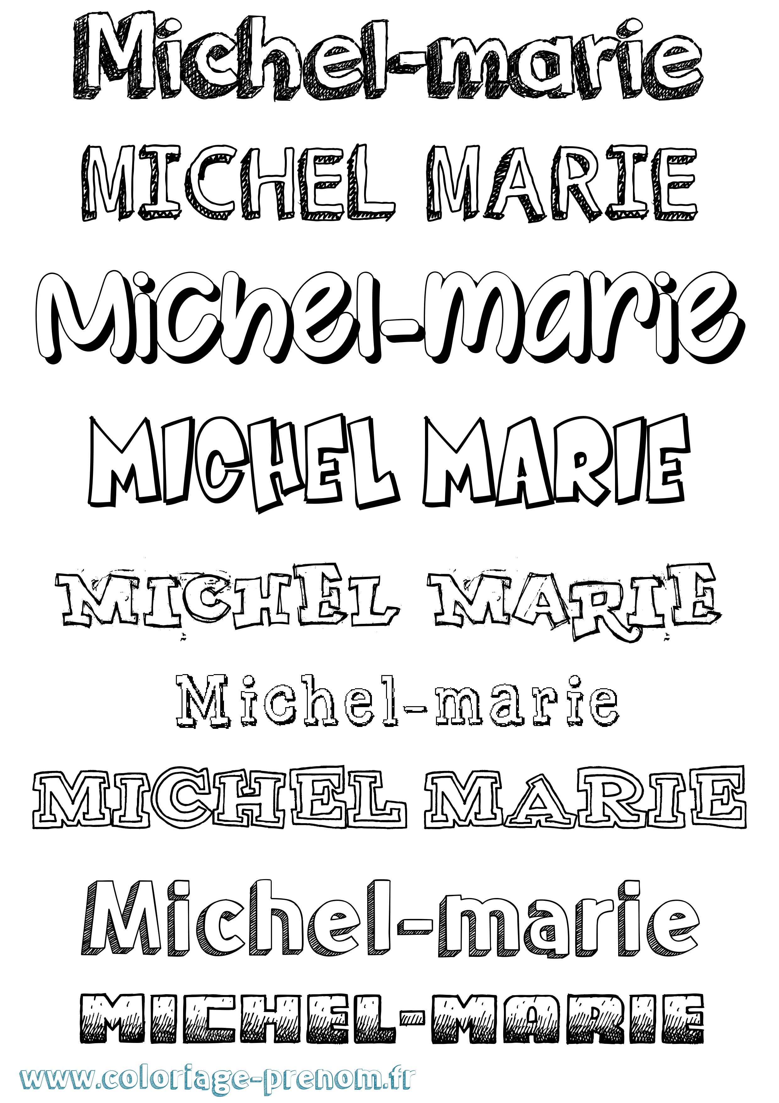 Coloriage Michel-Marie Dessiné Coloriage prénom Michel-Marie Dessiné