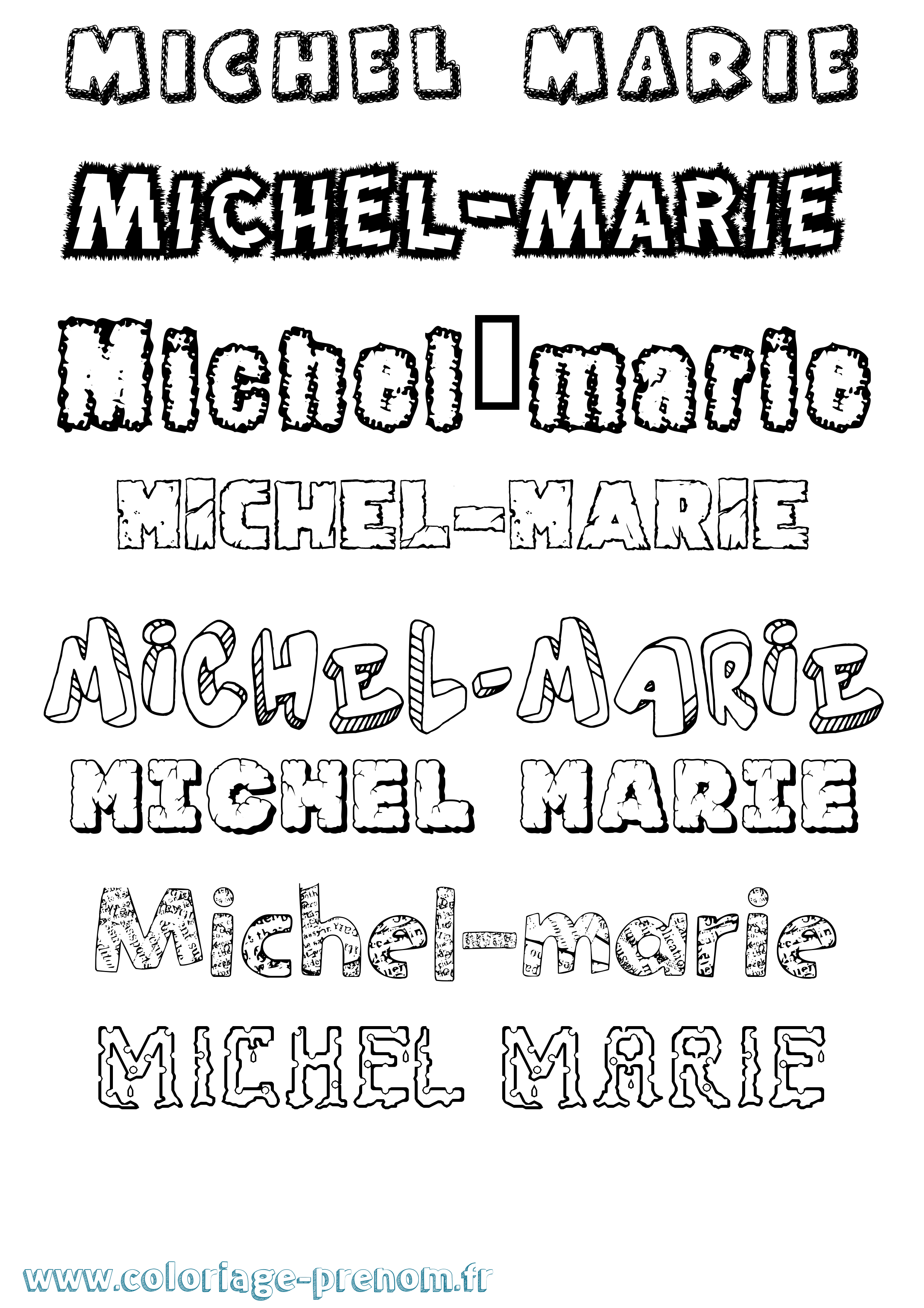 Coloriage Michel-Marie Destructuré Coloriage prénom Michel-Marie Destructuré