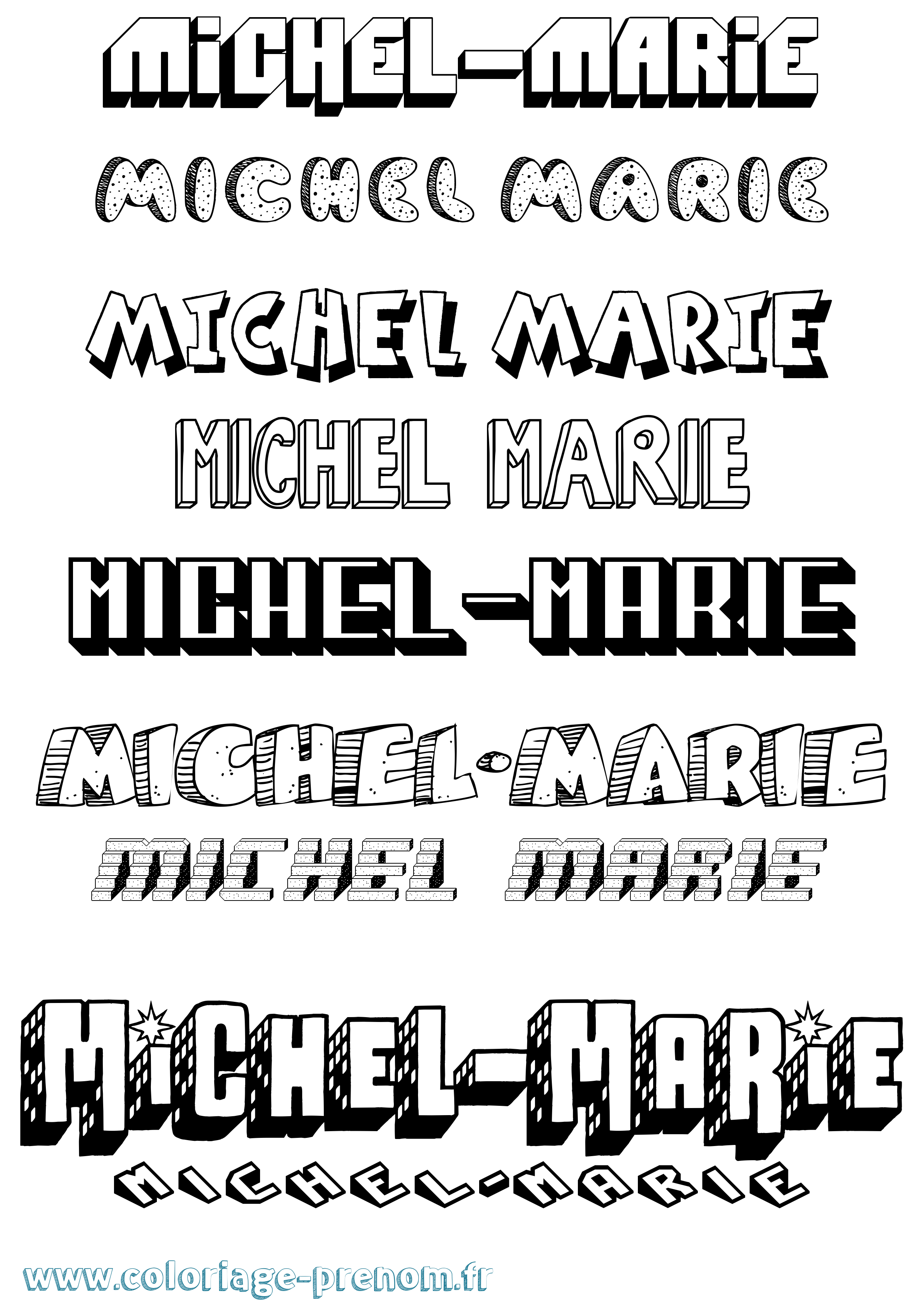 Coloriage Michel-Marie Effet 3D Coloriage prénom Michel-Marie Effet 3D