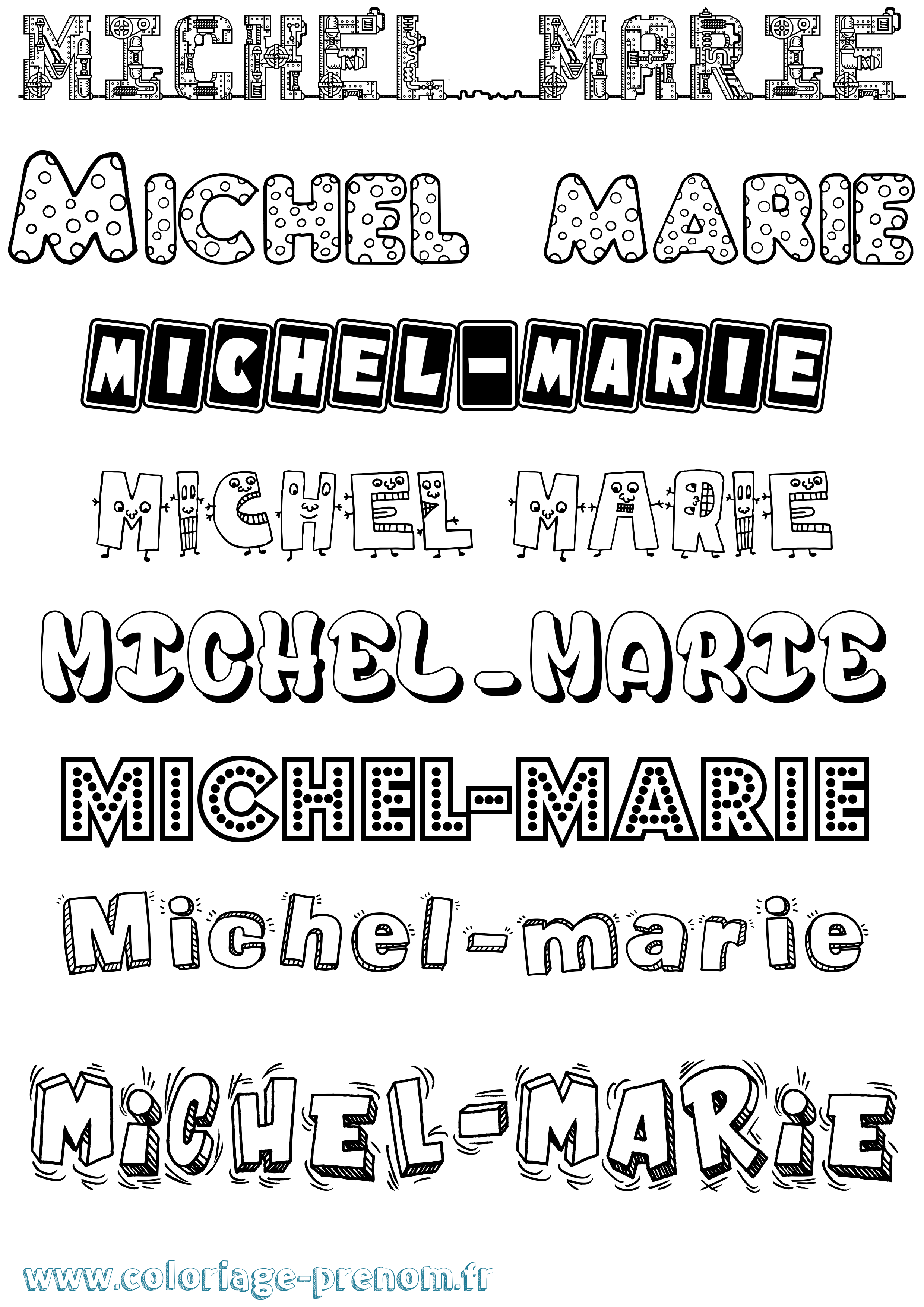 Coloriage Michel-Marie Fun Coloriage prénom Michel-Marie Fun
