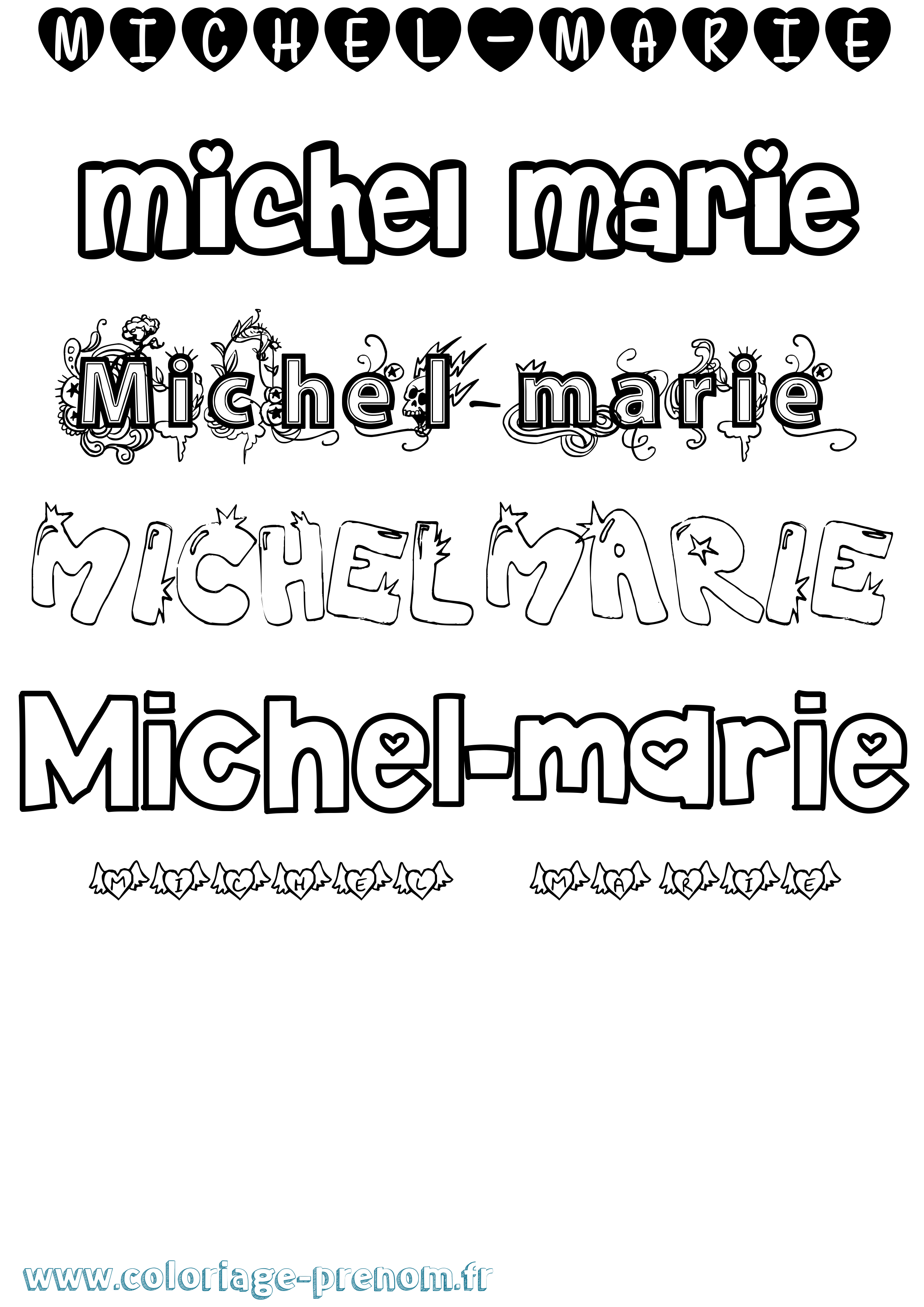 Coloriage Michel-Marie Girly Coloriage prénom Michel-Marie Girly