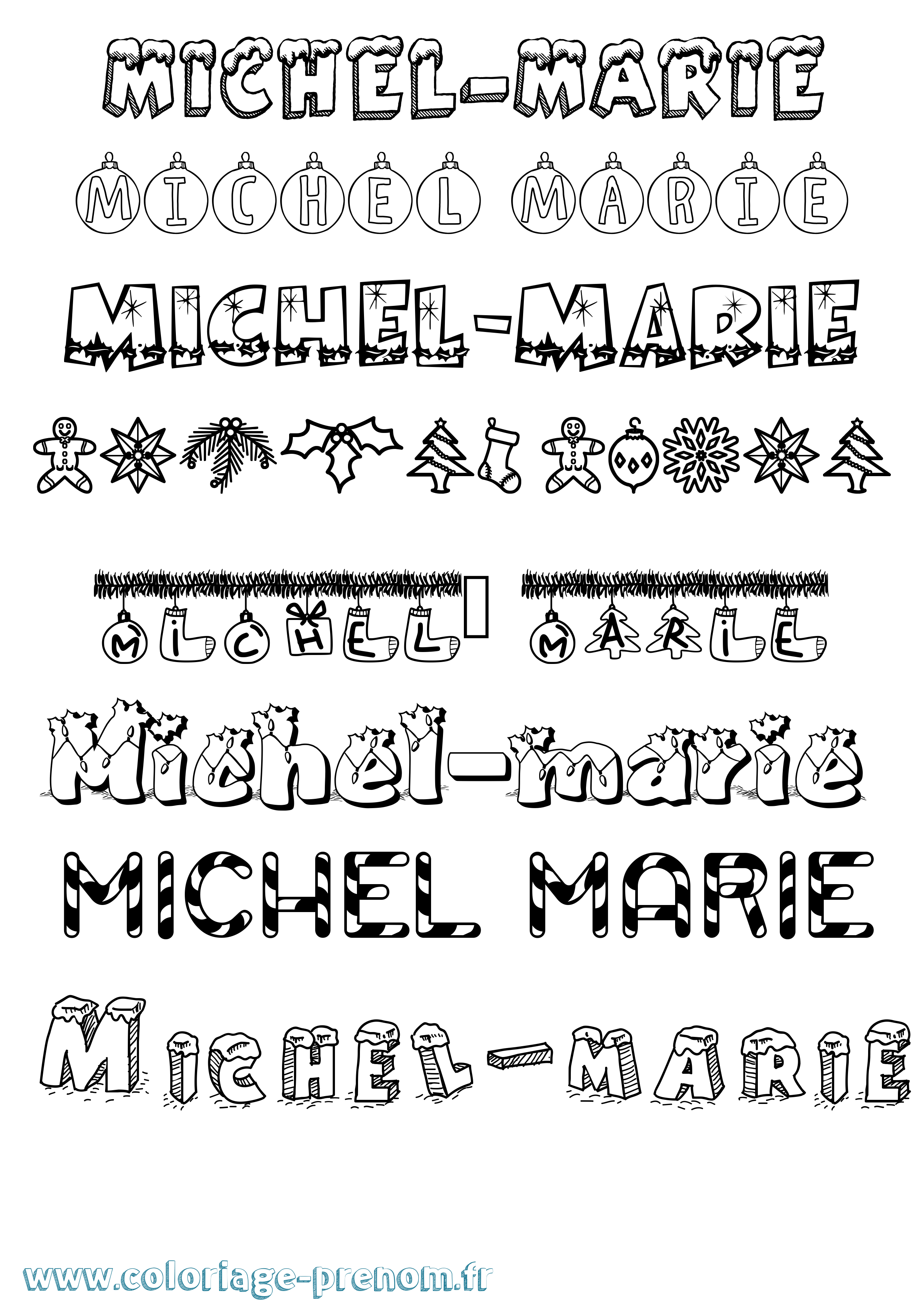 Coloriage Michel-Marie Noël Coloriage prénom Michel-Marie Noël