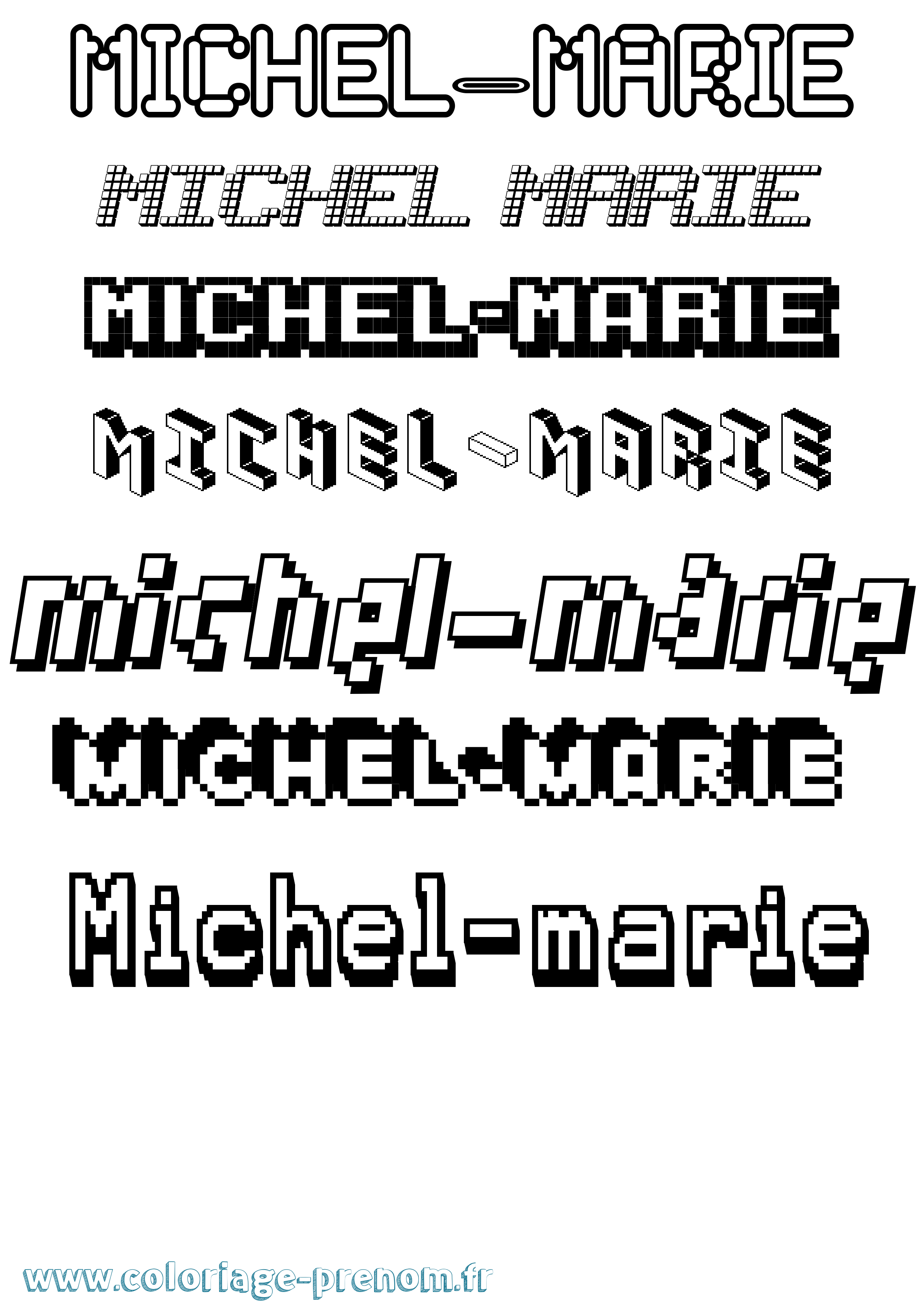 Coloriage Michel-Marie Pixel Coloriage prénom Michel-Marie Pixel