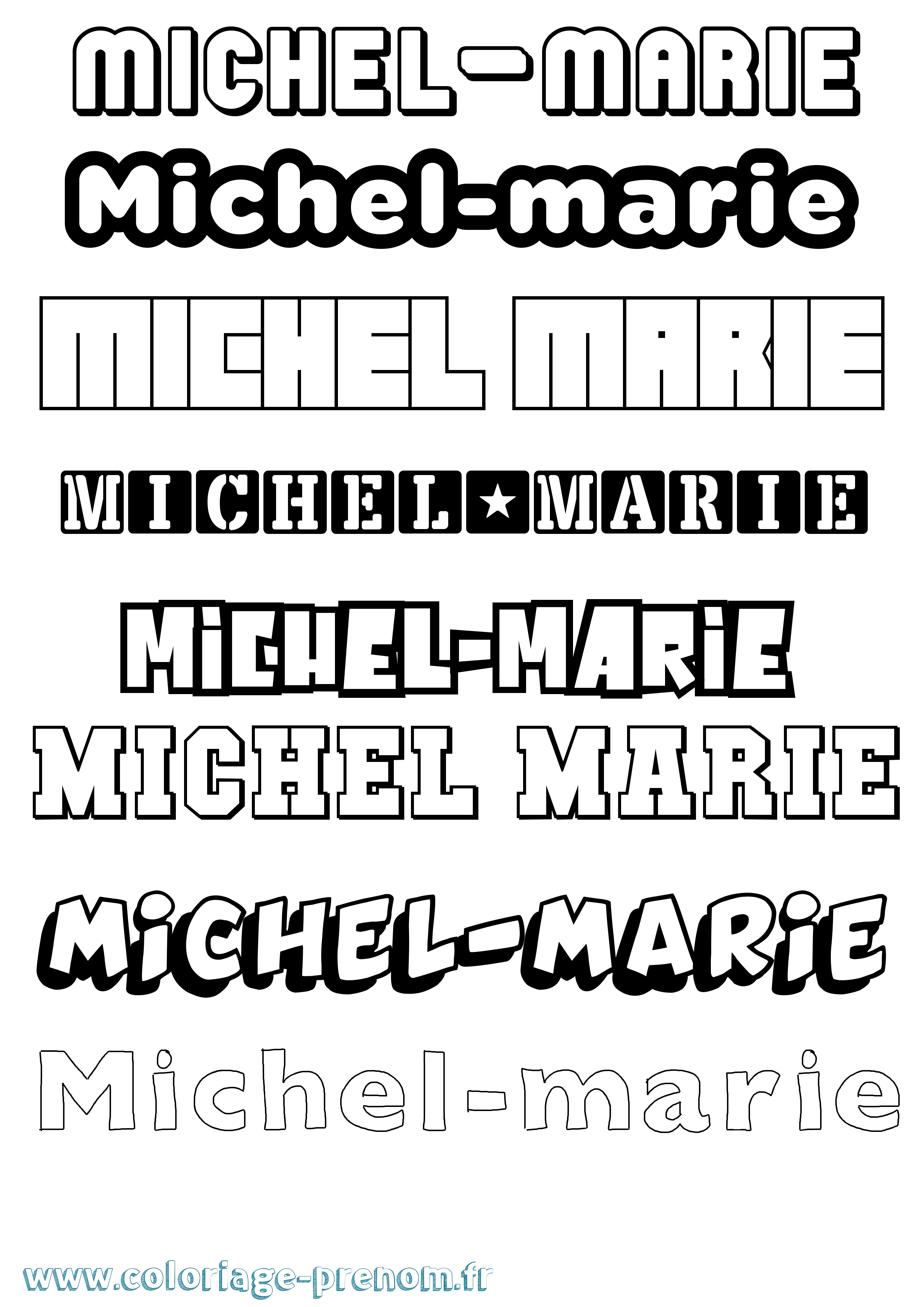Coloriage Michel-Marie Simple Coloriage prénom Michel-Marie Simple