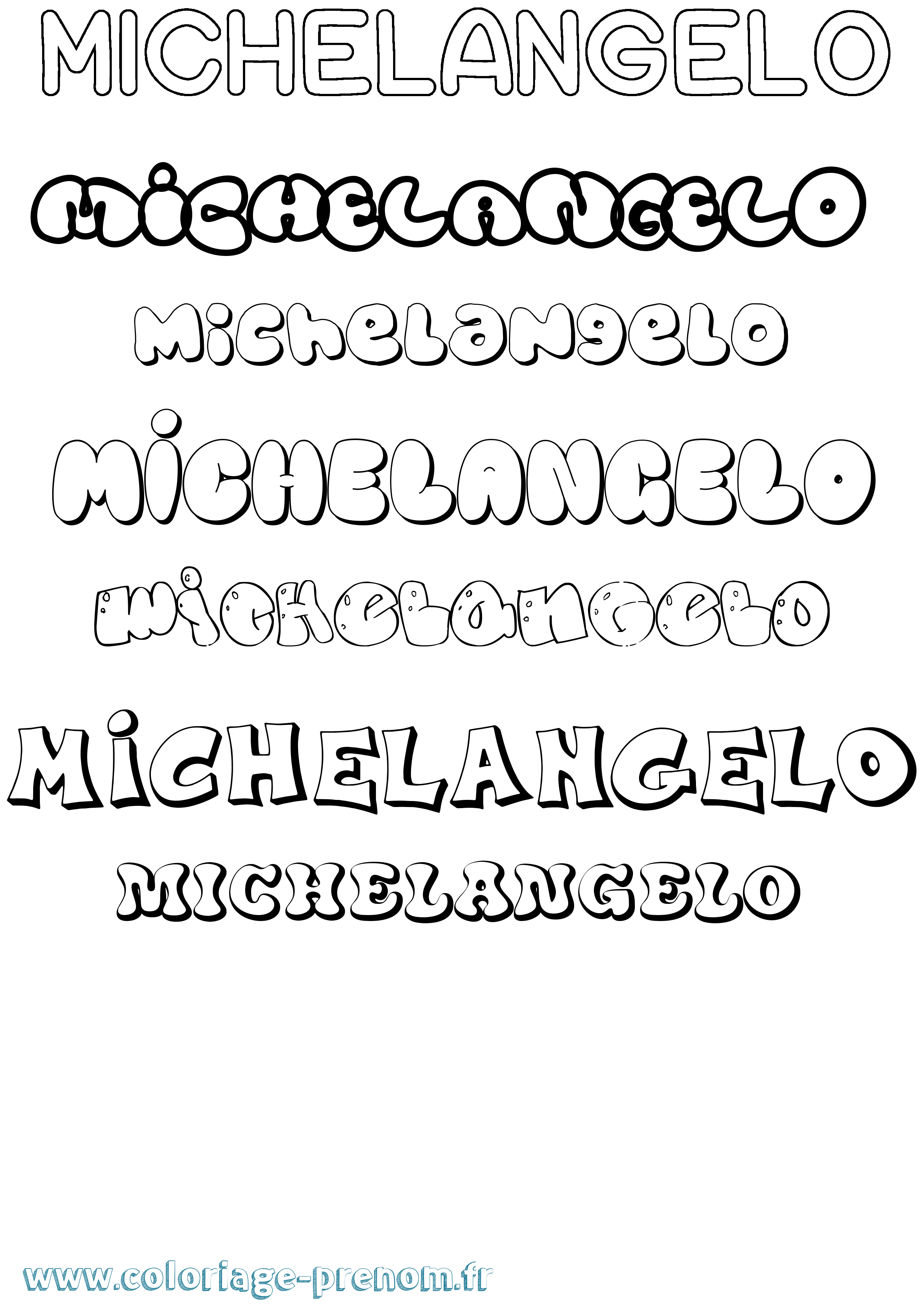Coloriage Michelangelo Bubble Coloriage prénom Michelangelo Bubble