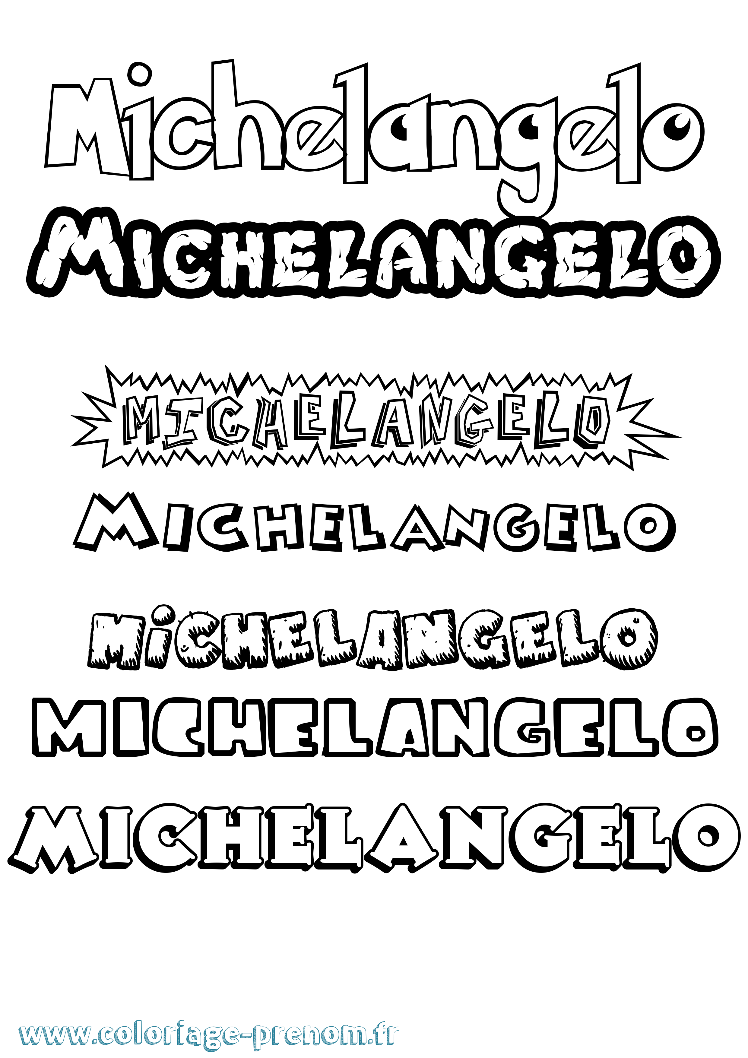 Coloriage Michelangelo Dessin Animé Coloriage prénom Michelangelo Dessin Animé