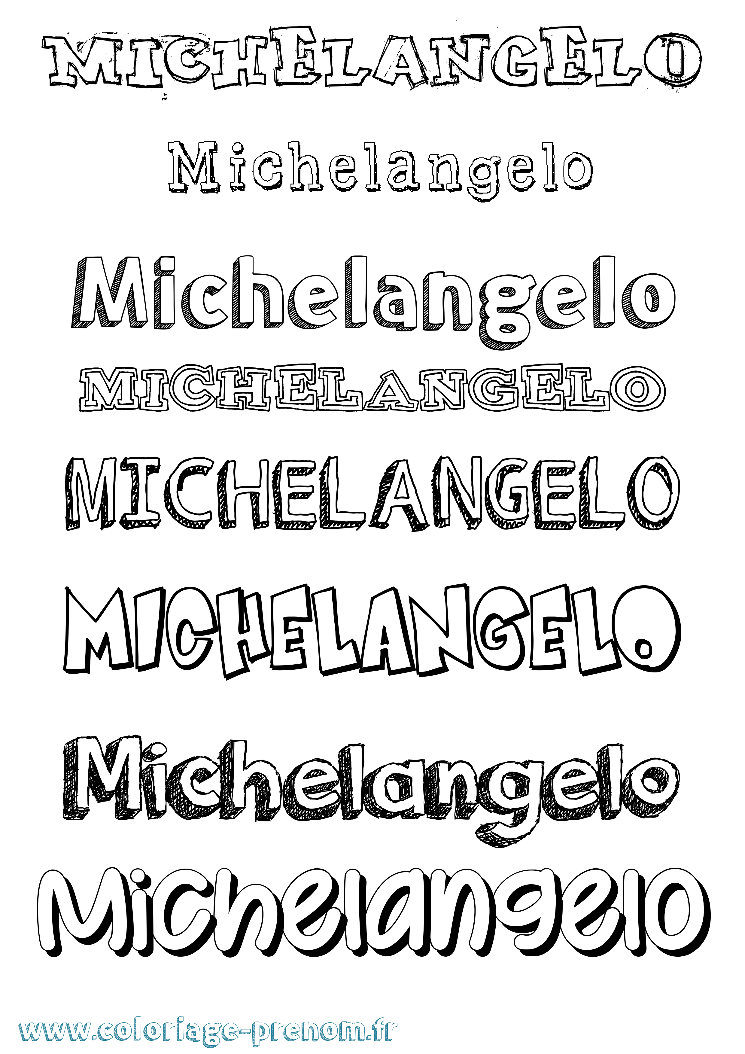 Coloriage Michelangelo Dessiné Coloriage prénom Michelangelo Dessiné